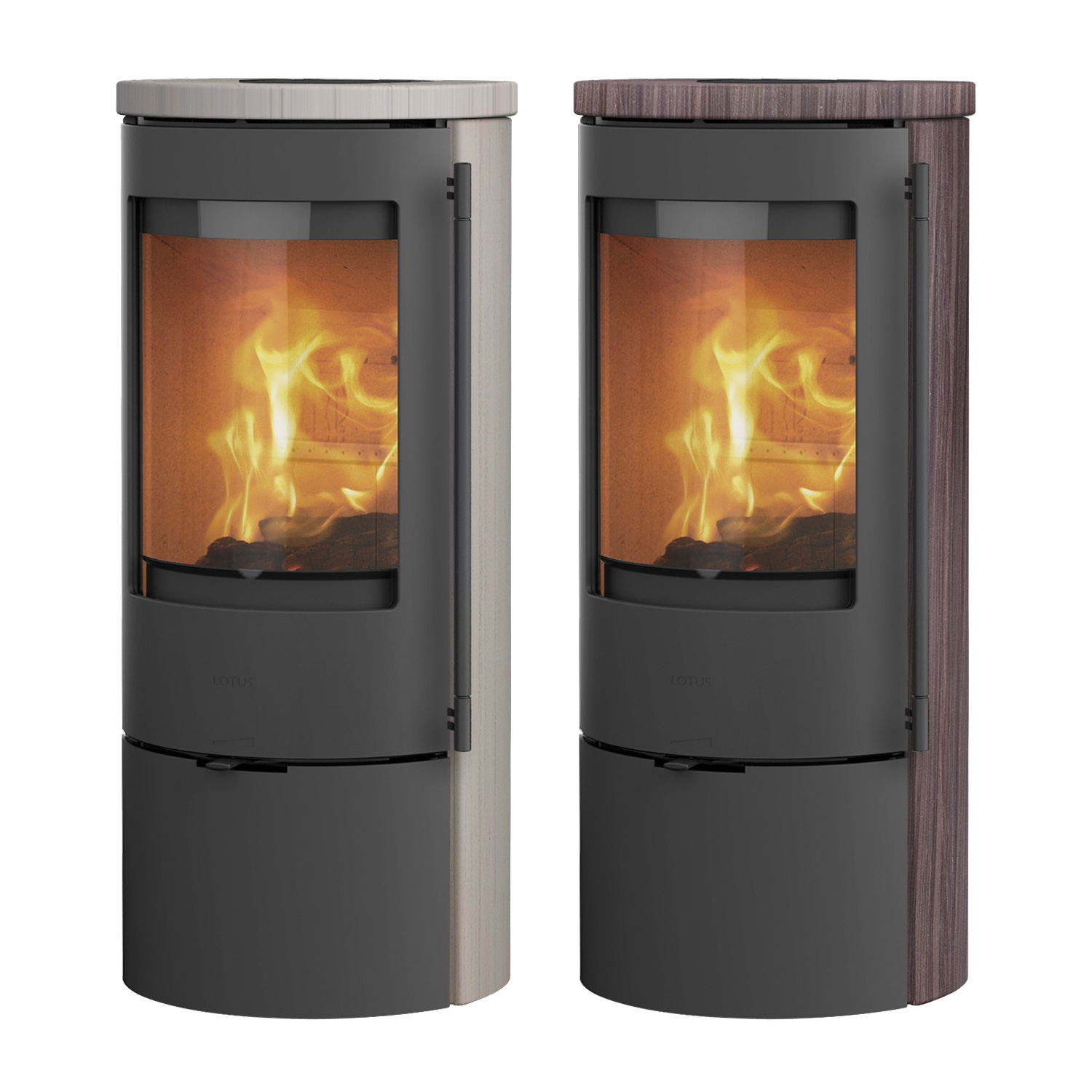 Lotus Prestige Basic S Kaminofen Coffee Stone, Korpus Schwarz, Rauchrohranschluss oben