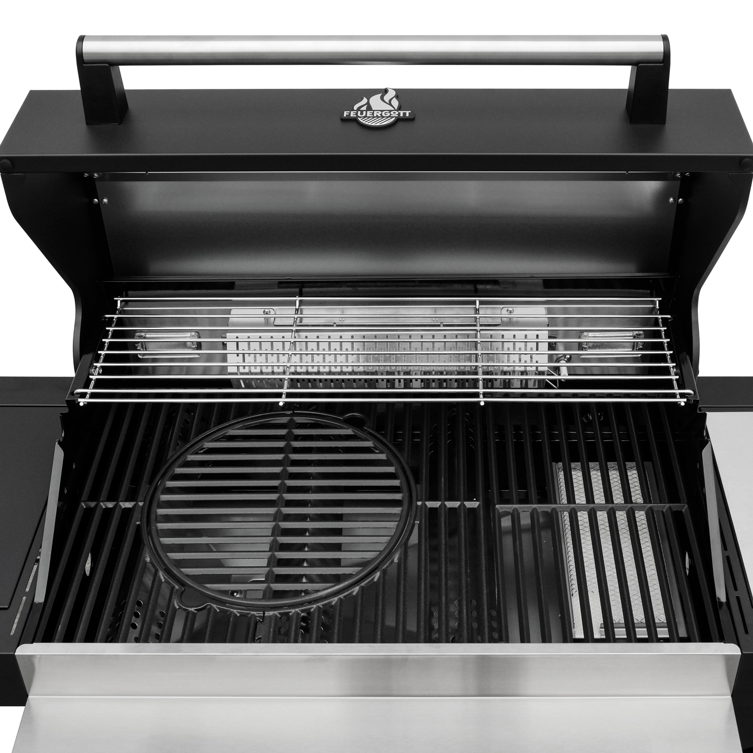 Feuergott Gas-Grillstation Hektor 4B-S All Inclusive mit Abdeckhaube, Drehspieß und 4-teiligem Grillbesteck