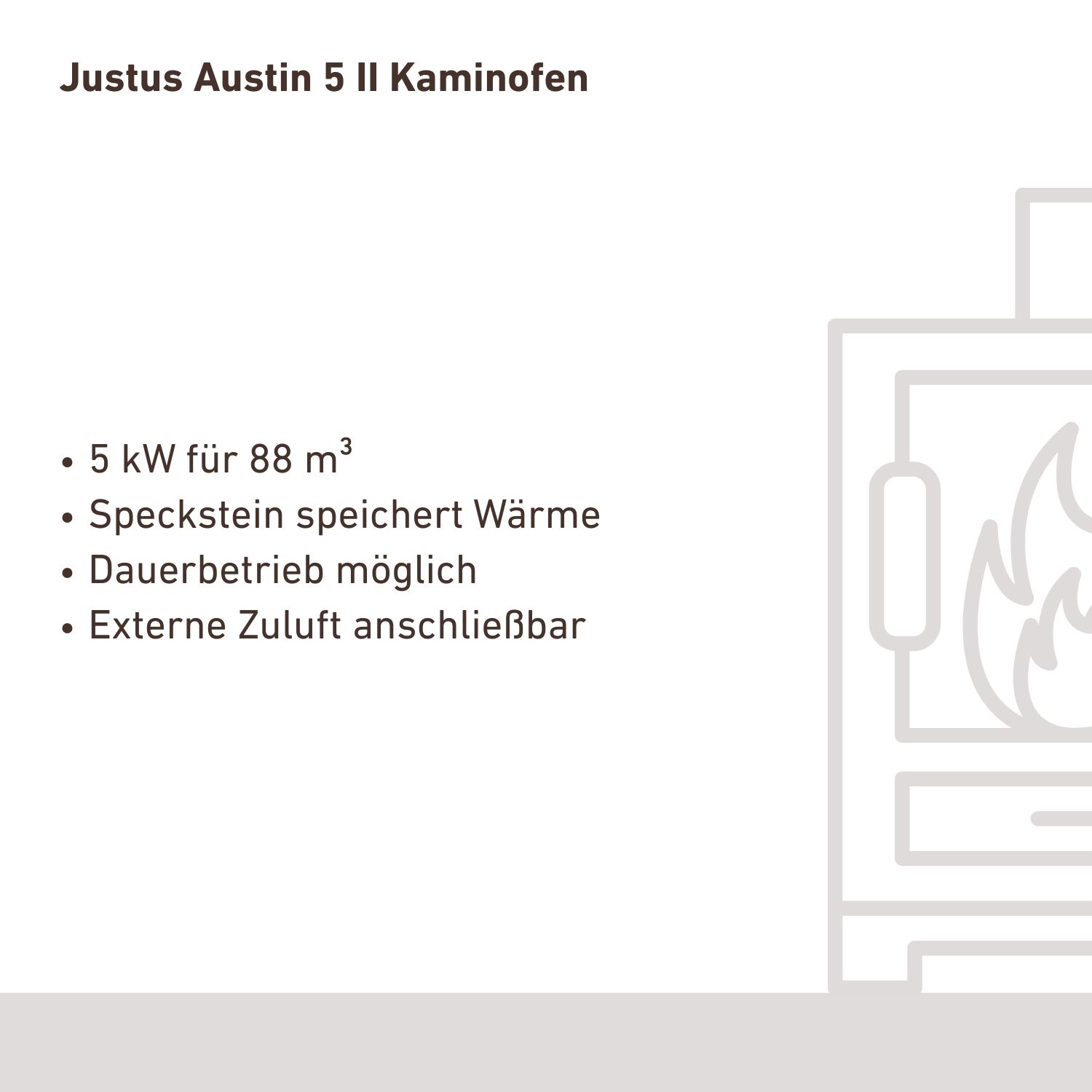 Justus Austin 5 II Kaminofen Stahl Schwarz / Speckstein