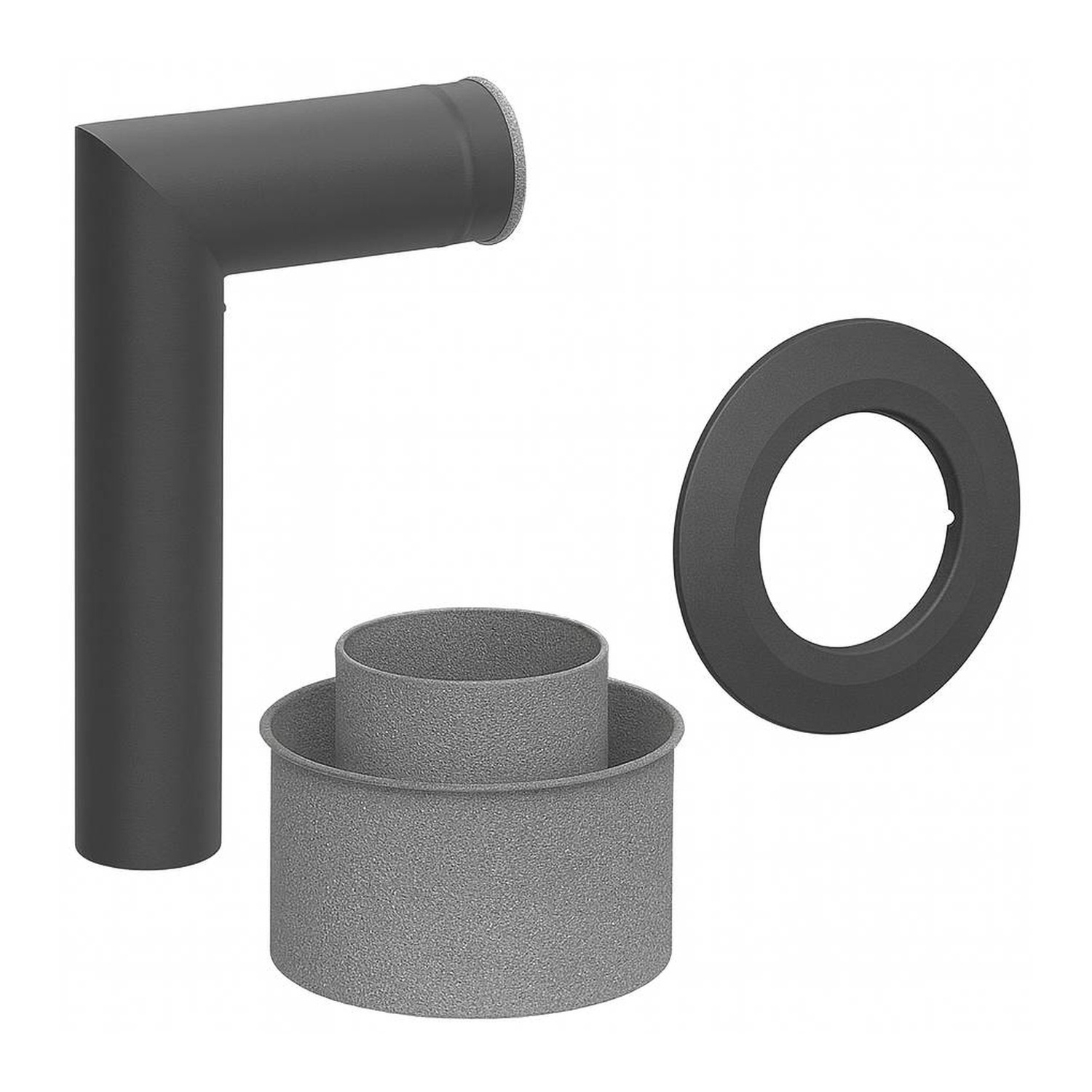 Raik Lifestyle Set Winkelbogen 150mm grau 90° 2-tlg mit Tür für Rauchrohr / Ofenrohr