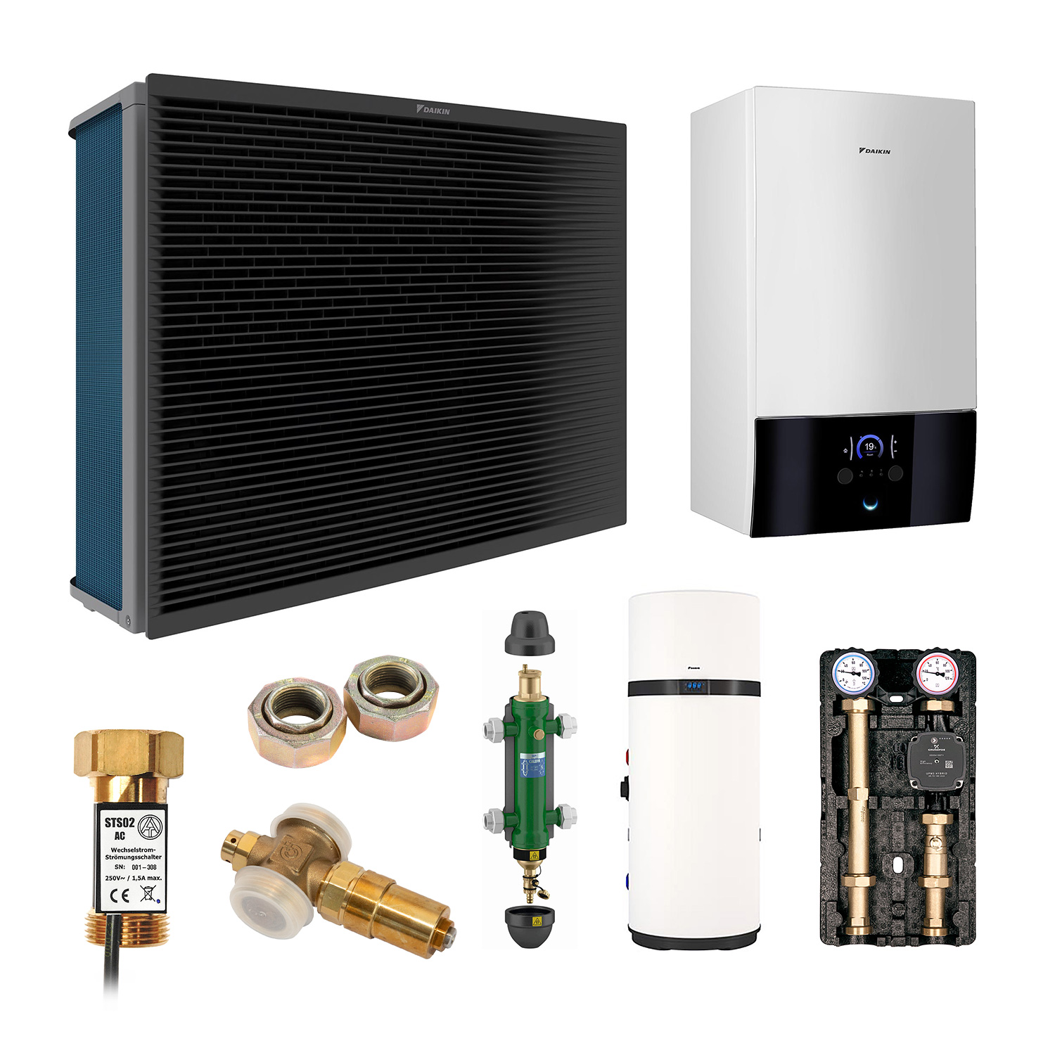 DAIKIN Altherma 3 H HT Baugröße 16 Hydrosplit-Wärmepumpe – Set 1 Heizkreis für Heizkörper mit Trinkwarmwasserbereitung über Brauchwasser-Wärmepumpe 200 L