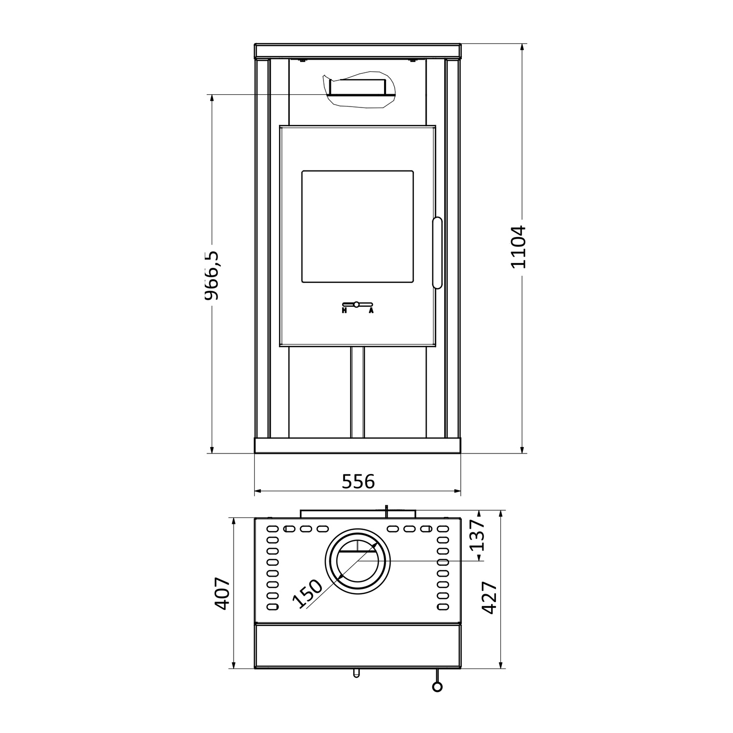 Wamsler Kaminofen "Yuna" schwarz Rahmen Sandstein Rainbow