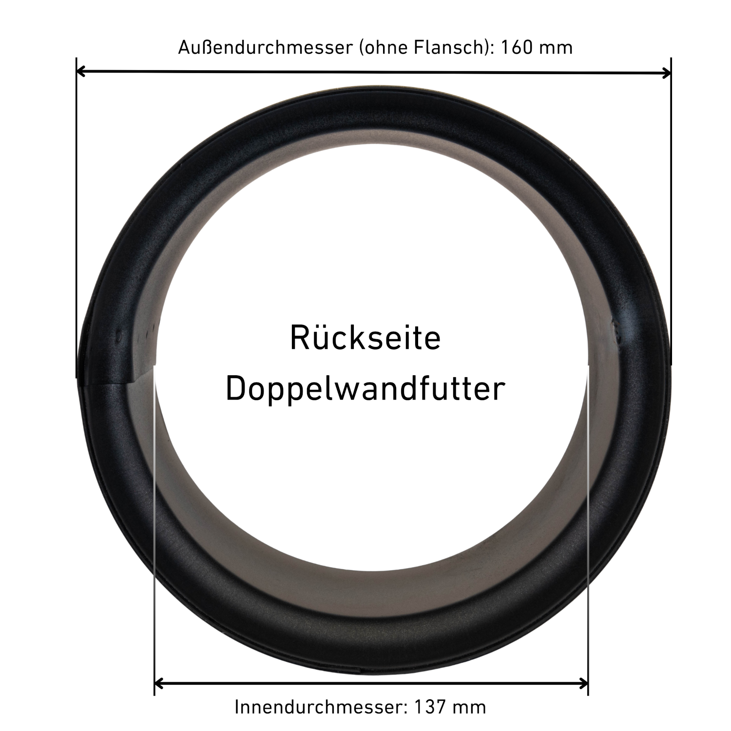 Raik Basic Doppelwandfutter 150mm schwarz für Rauchrohr / Ofenrohr