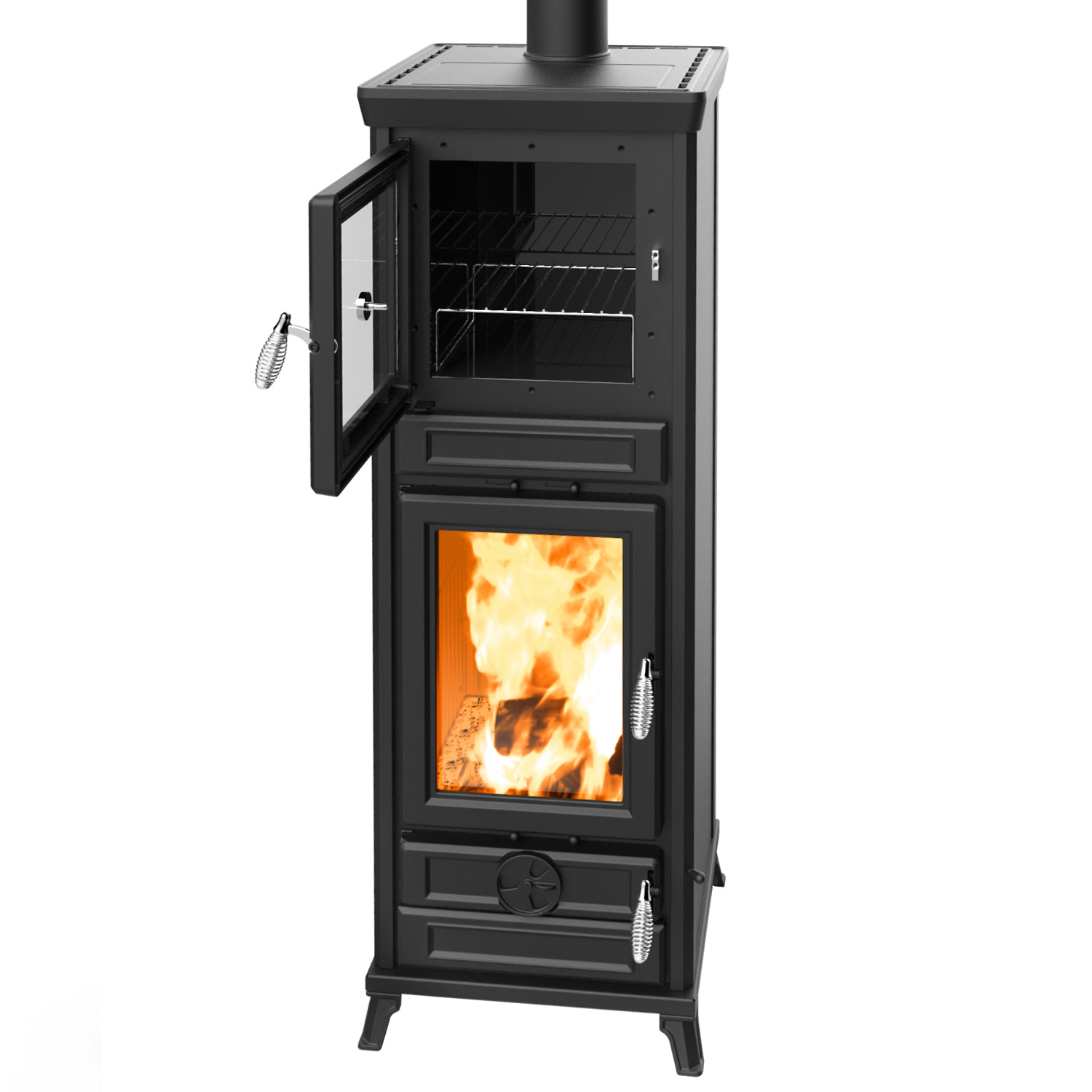 Thermorossi Anna Evo Easy Kaminofen Anthrazitgrau mit Backfach, Auslaufmodell
