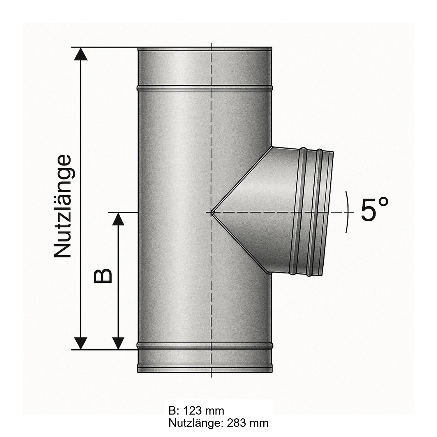 Schiedel PRIMA PLUS Rauchrohranschluss 85° Ø130 mm einwandig matt