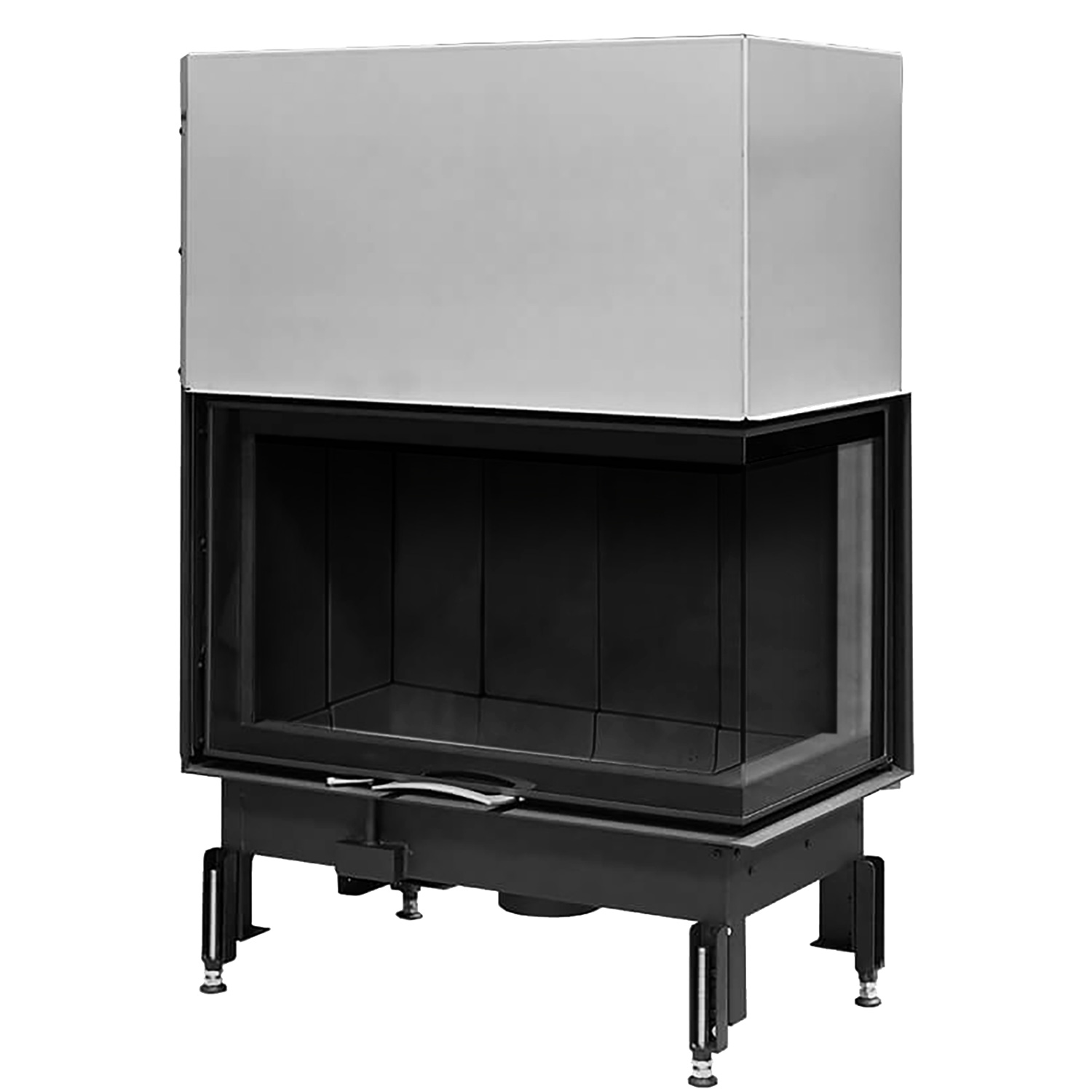 Austroflamm 89x49x57 S 3.0 Eck-Kamineinsatz rechts inkl. Schiebetür, Keramott schwarz