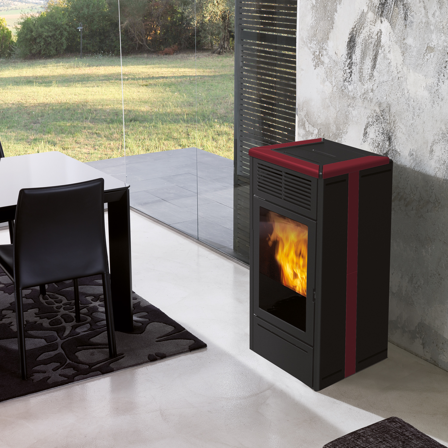 Edilkamin Nara2 Up Pelletofen Keramik Bordeaux