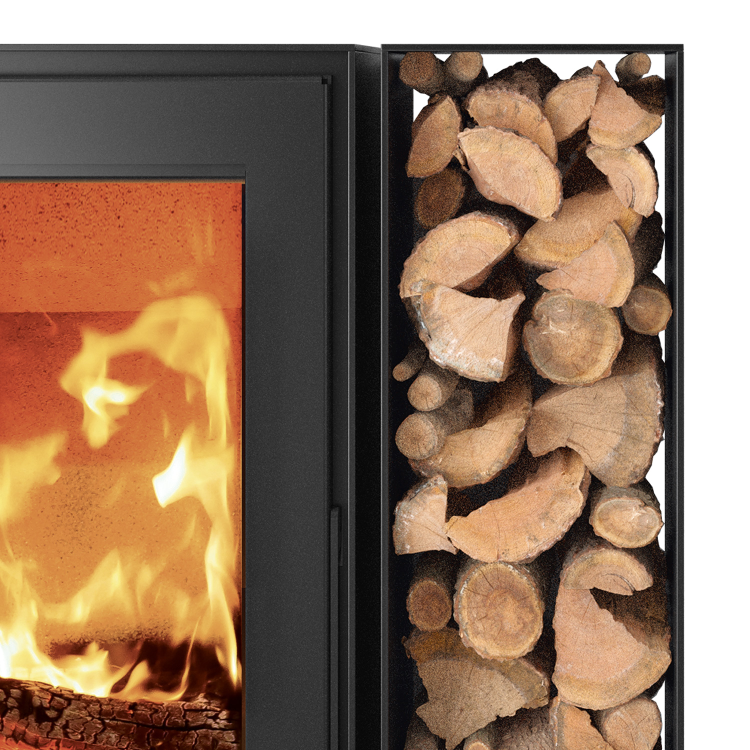 Kunst Stoves Sequoia 2.0 Kaminofen mit seitlichem Holzfach