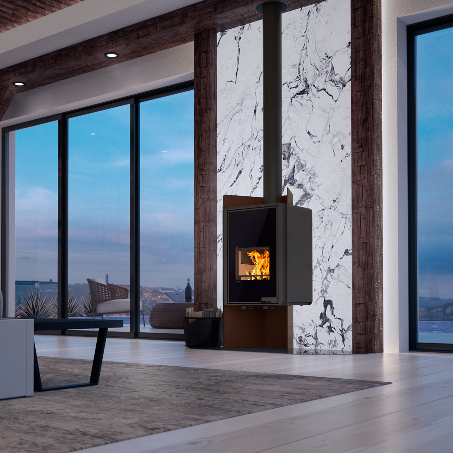 HS Flamingo Deluxe Pulau Kaminofen Braun