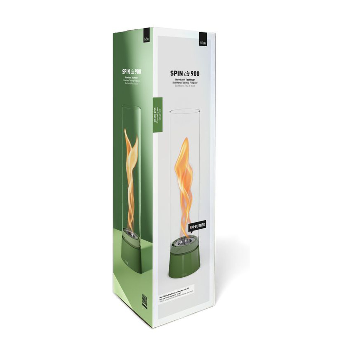 höfats SPIN air 900 Tischfeuer Emaille grün + 1 Liter Bioethanol gratis