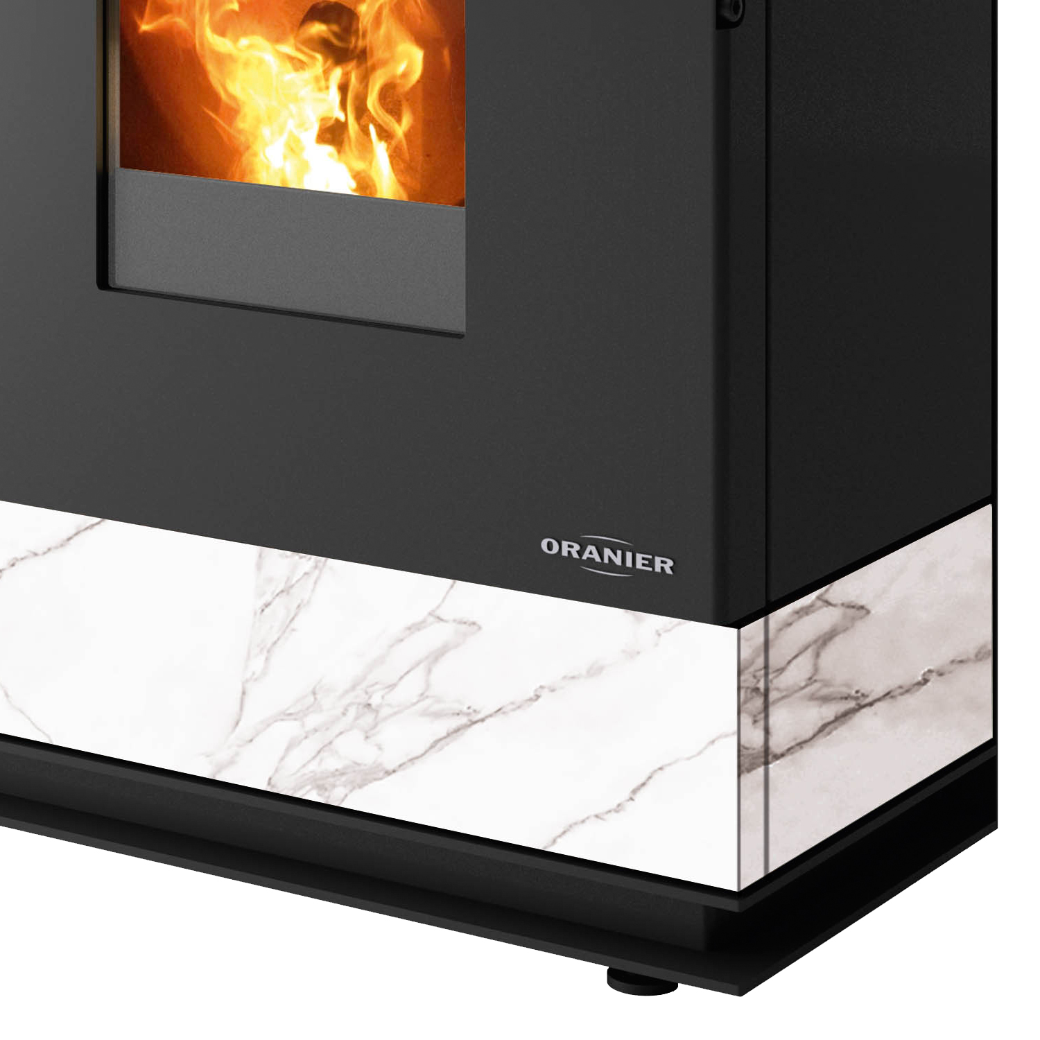 Oranier Boreas Aqua Wasserführender Pelletofen Sintered Stone Marmorweiß, Rauchabgang oben Oranier Boreas Aqua Wasserführender Pelletofen Sintered Stone Marmorweiß, Rauchabgang oben