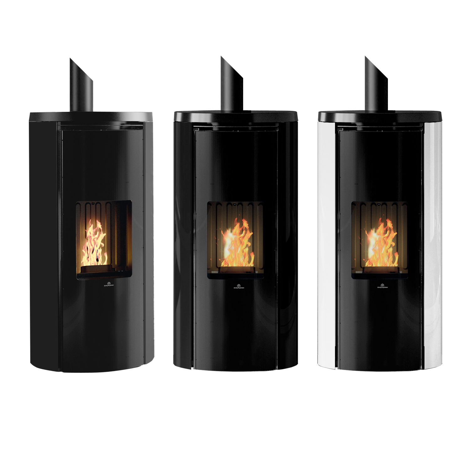Edilkamin Celia Air Tight Plus Pelletofen Stahl Schwarz / Glas Weiß