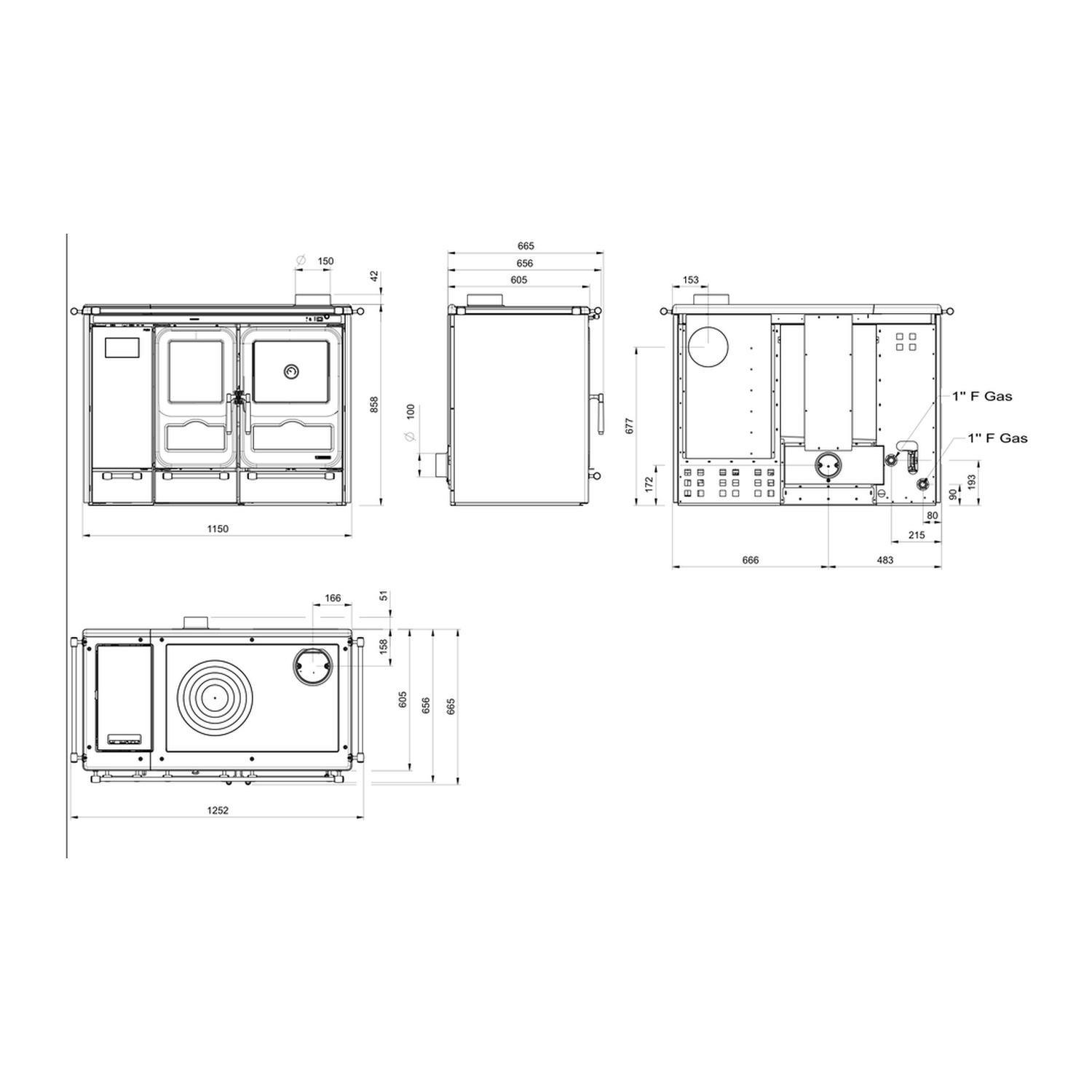 La Nordica SIERRA.16 - Anthrazit Schwarz wasserführender Küchenofen