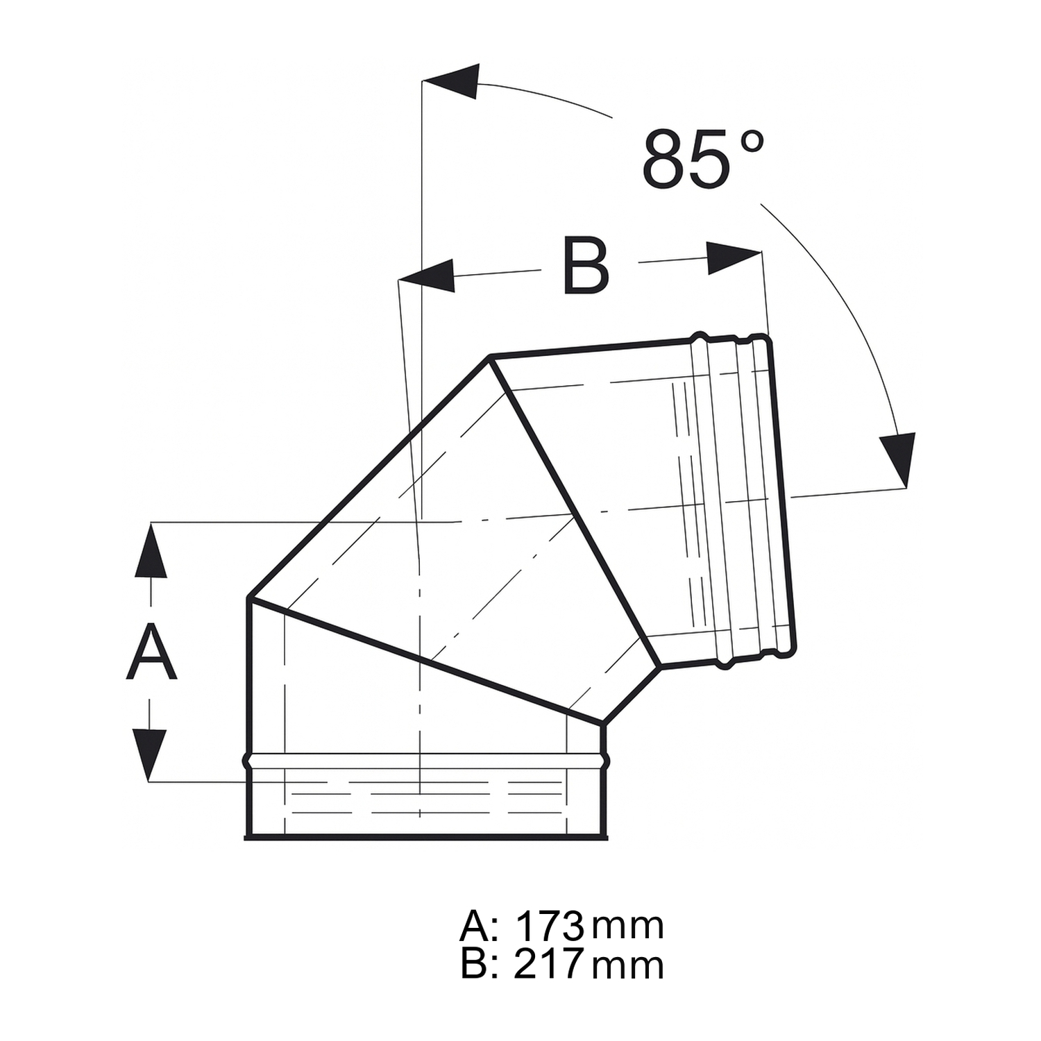 Schiedel ICS Bogen 85° Ø180 mm doppelwandig glänzend