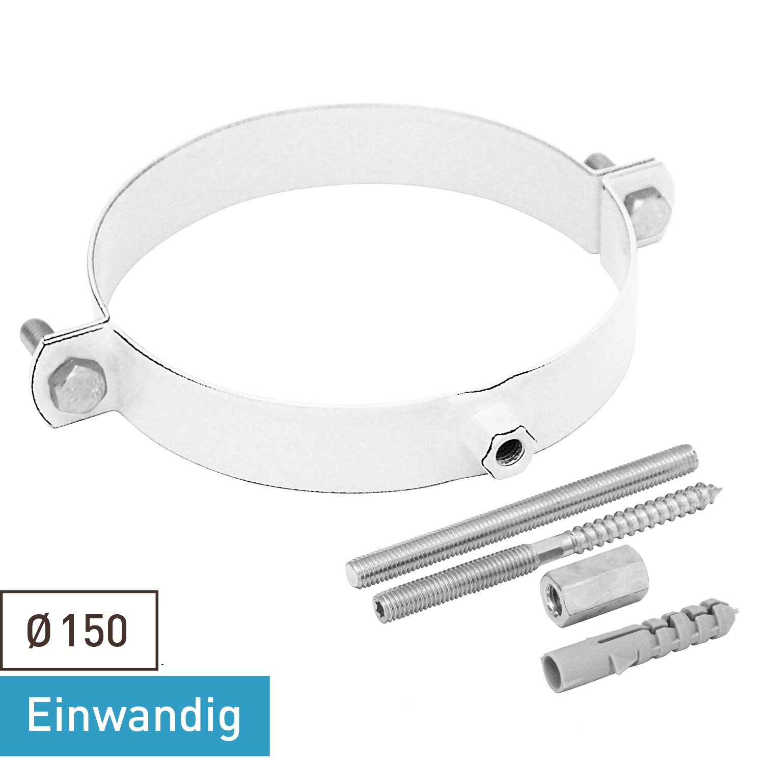 Raik Rauchrohr / Ofenrohr Emaille 150mm - Rohrschelle Weiß