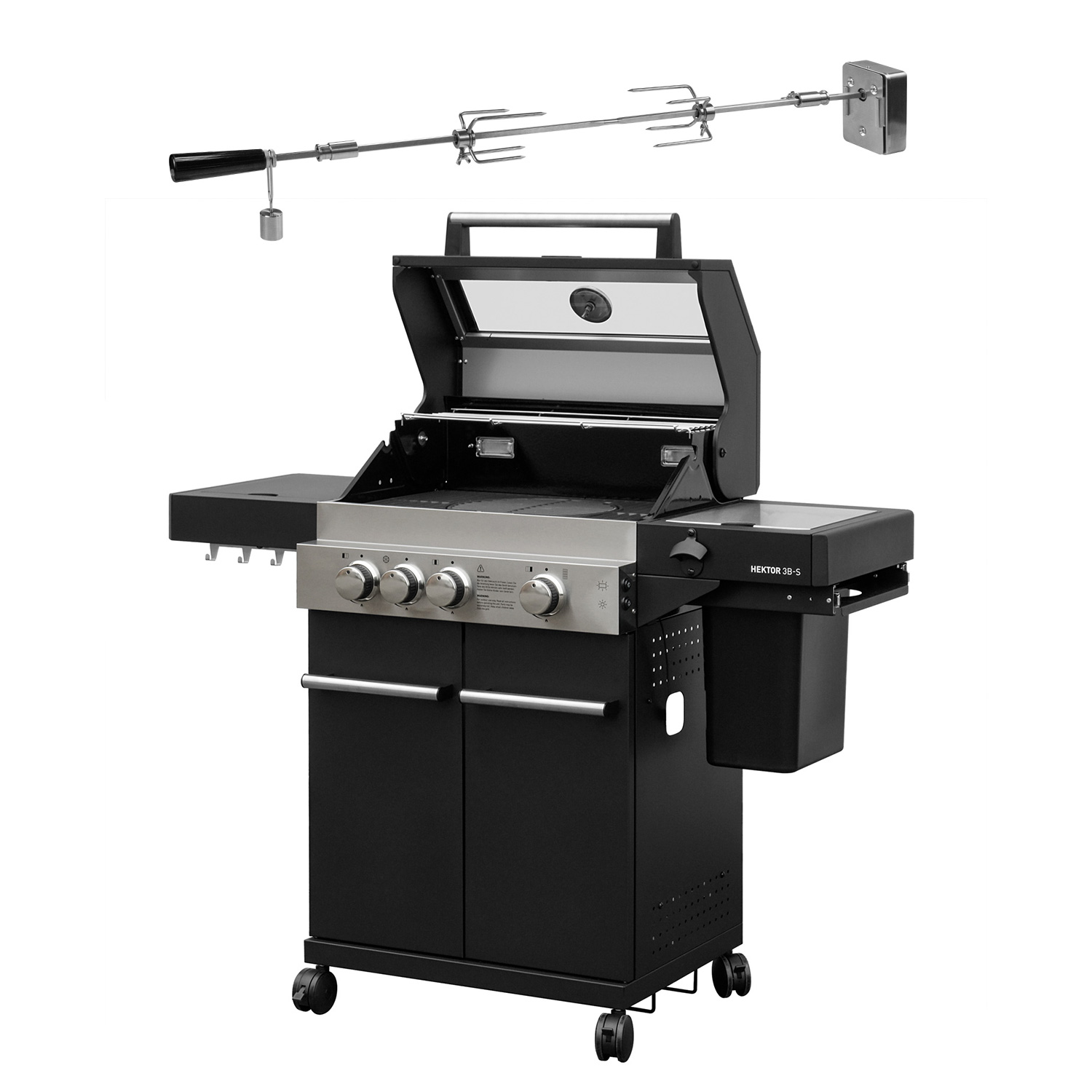 FEUERGOTT Gas-Grillstation Hektor 3B-S inkl. Abdeckhaube + Drehspieß