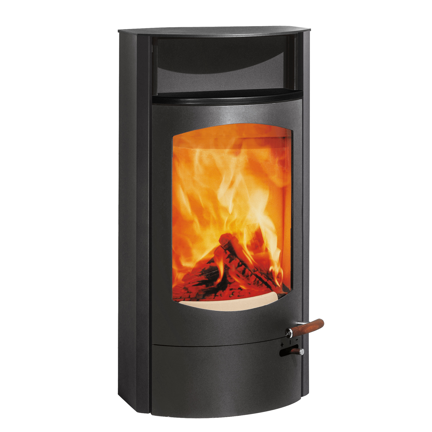 Austroflamm Koko 2.0 Kaminofen Stahl Gussgrau, Warmhaltefach Keramik Schwarz matt, Guss-Topplatte, RRA hinten + kostenfreie Installation