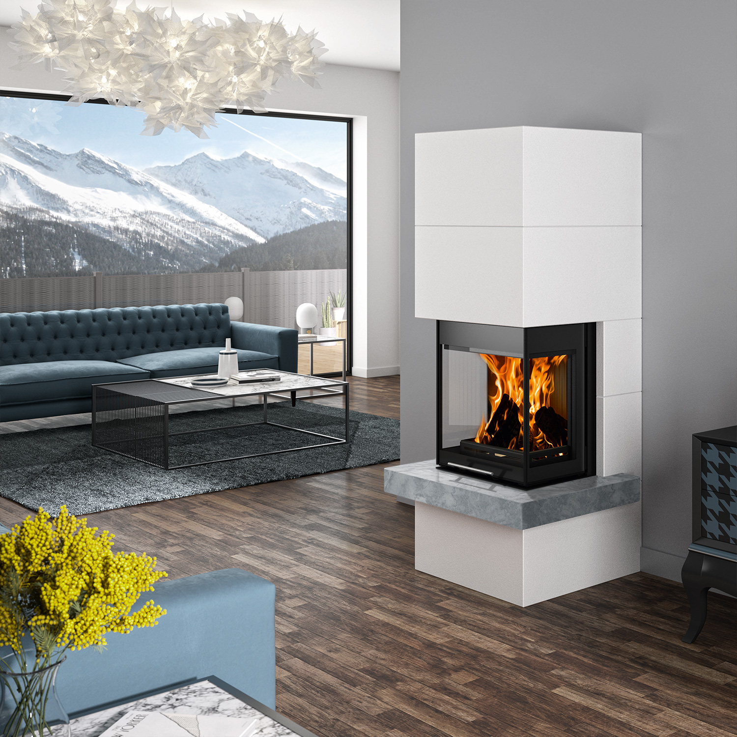 Oranier Club Tre II Kaminbausatz Sims Naturstein Grau