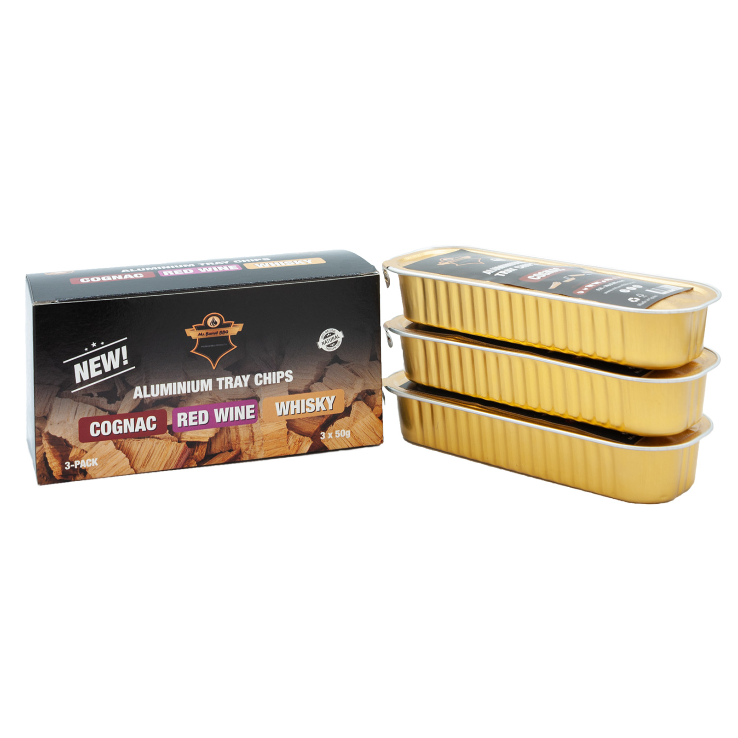 Mr. Barrel BBQ Smoking Chips S Red Wine, Cognac und Whiskey, 3er-Set