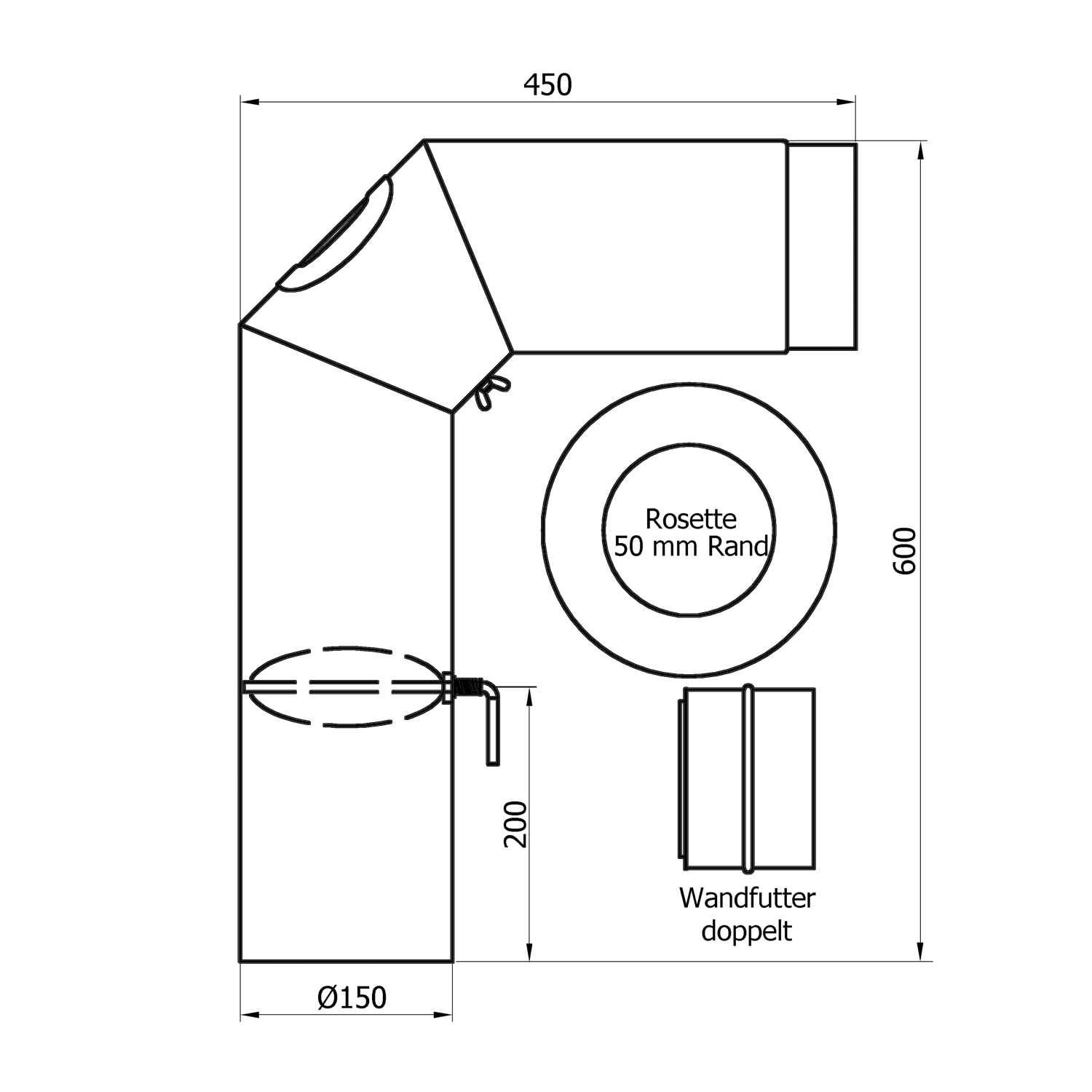 Raik Rauchrohr / Ofenrohr 150mm - Rauchrohrset gussgrau