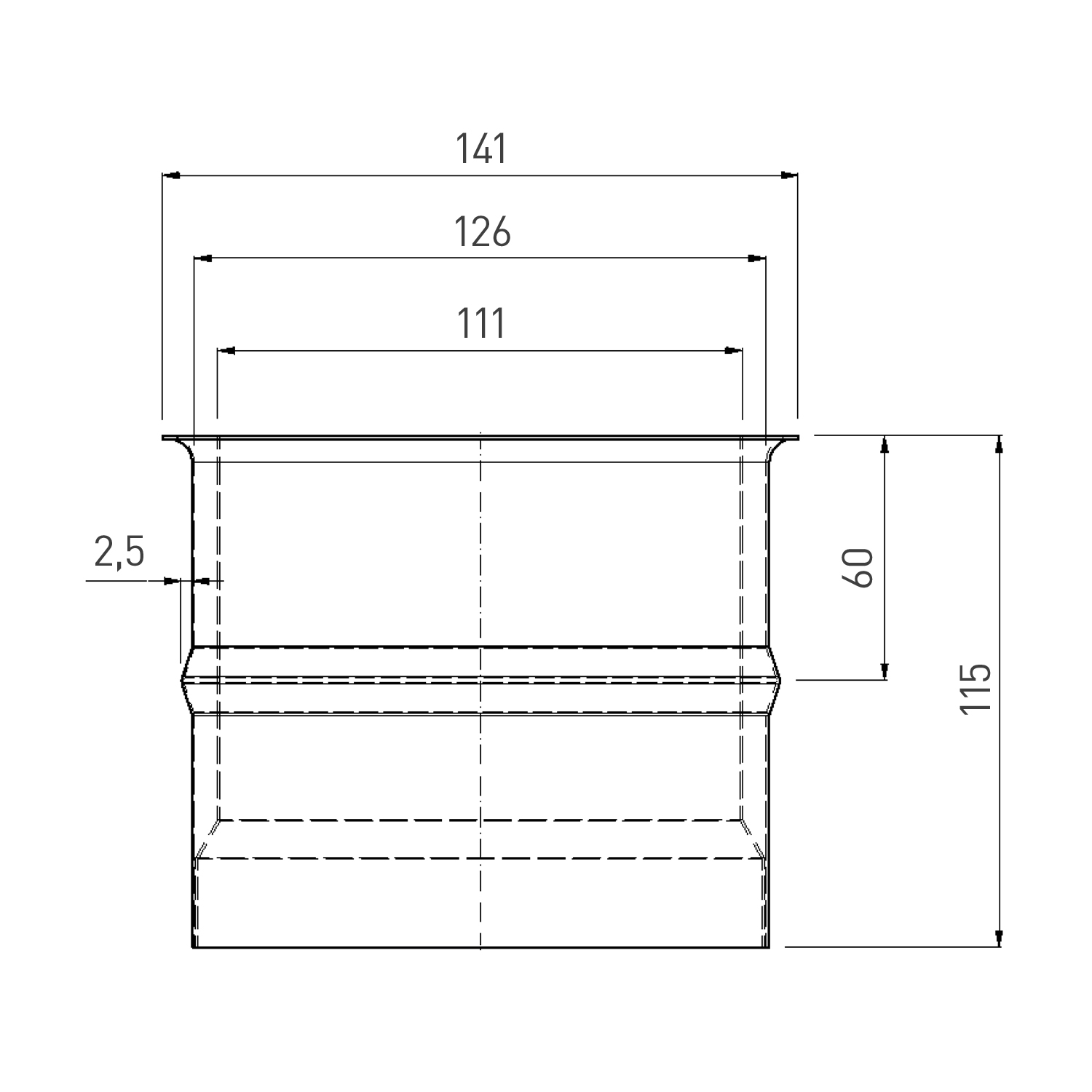 Raik Rauchrohr / Ofenrohr 120mm - Doppelwandfutter blank