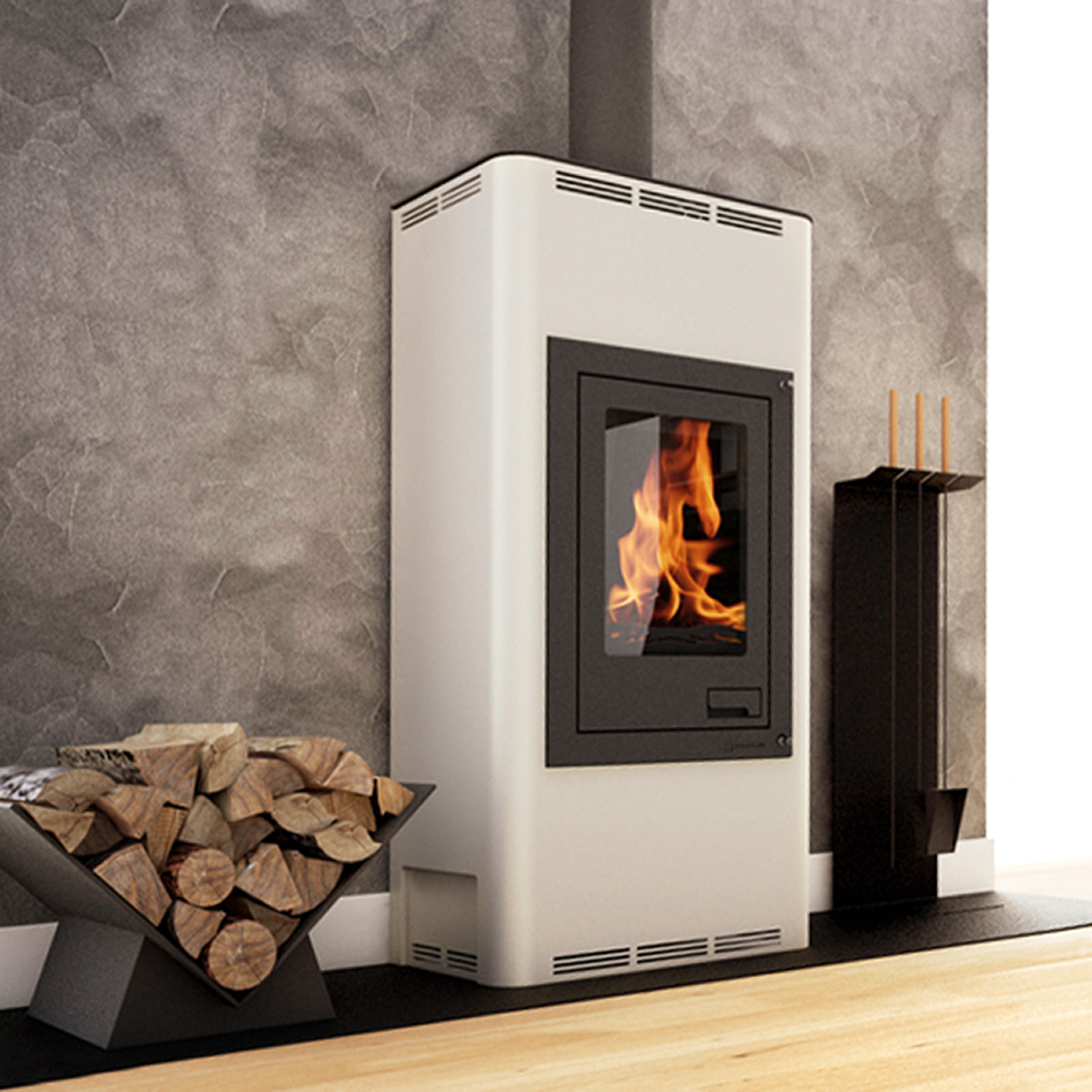 Aquaflam 7 Automatic Wasserführender Kaminofen Creme