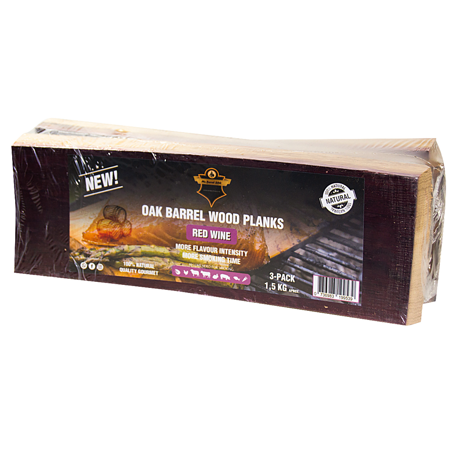 Mr. Barrel BBQ Planks L Red Wine, 3er-Set Mr. Barrel BBQ Planks L Red Wine, 3er-Set