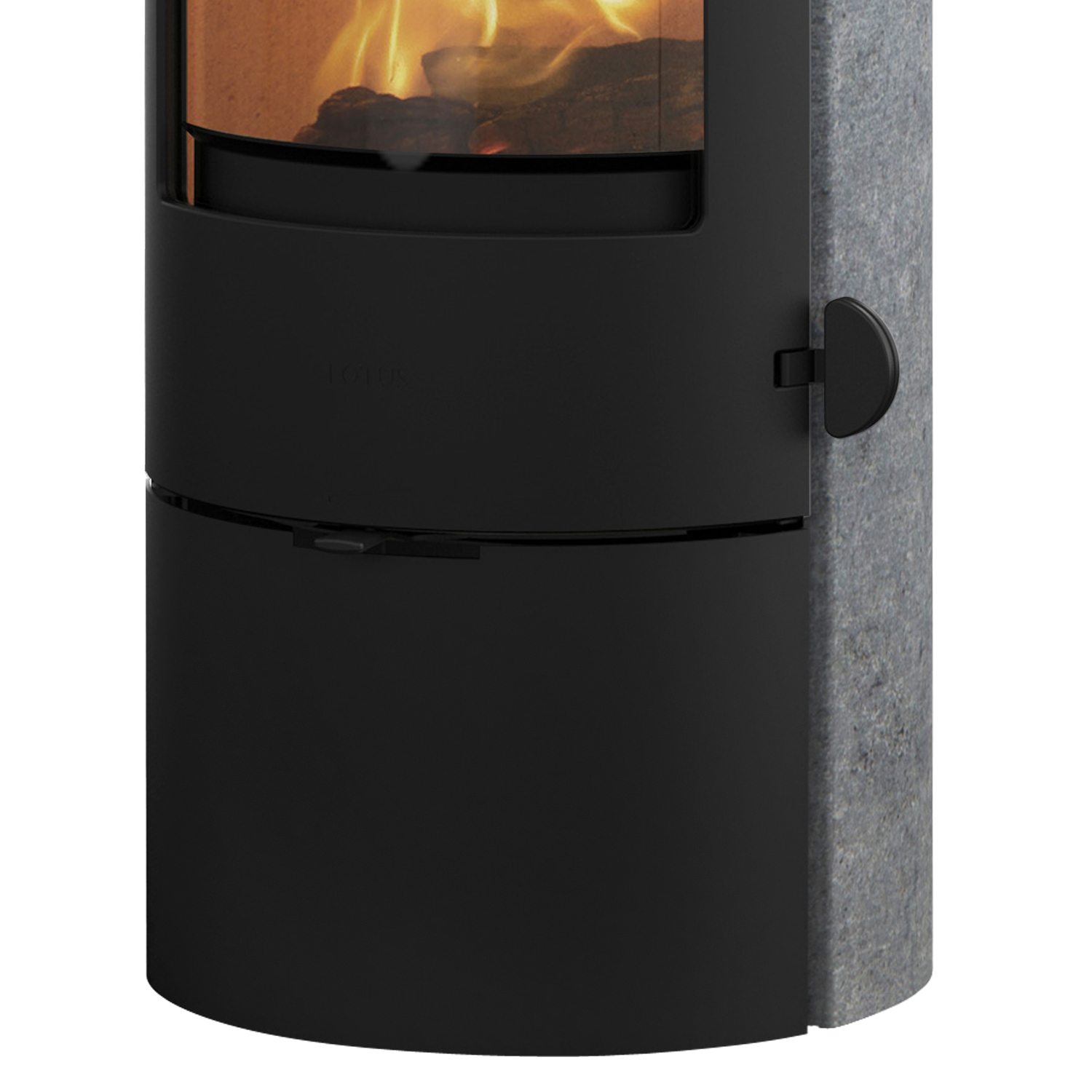 Lotus Prestige Basic S Kaminofen Speckstein, Tür Schwarz, Rauchabgang oben