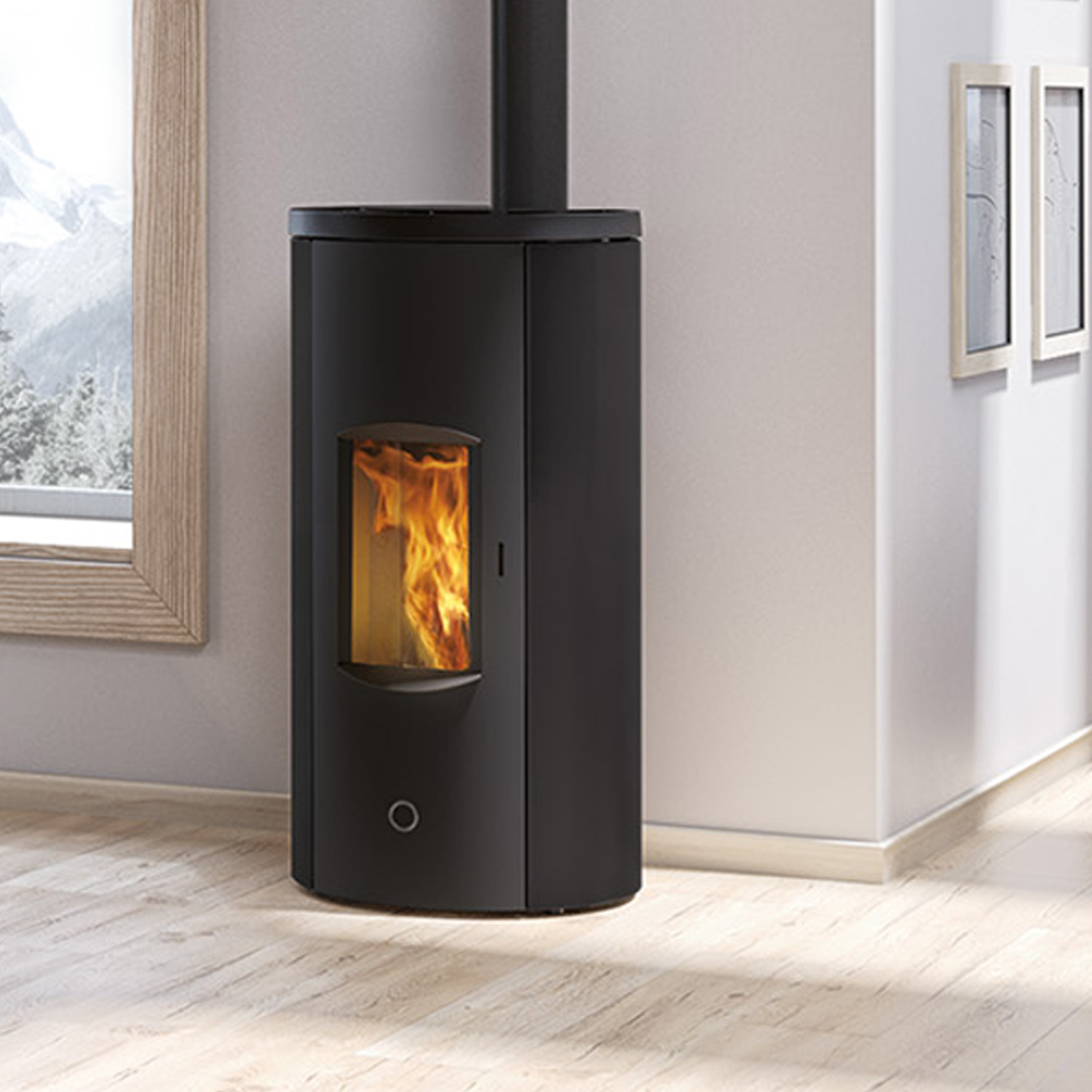 EK63 Like 90+ Evo Pelletofen Stahl schwarz COAX