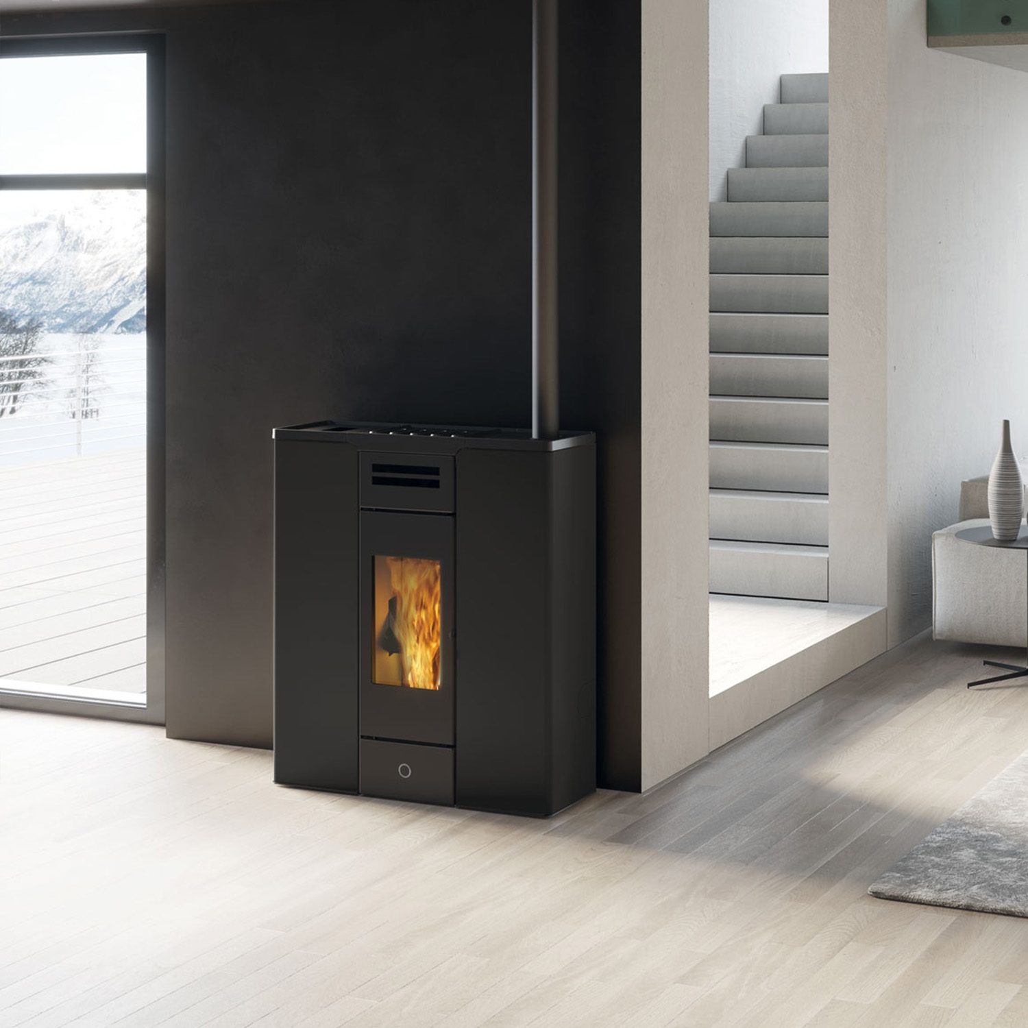 EK63 Entity 90+ Evo Pelletofen Stahl schwarz