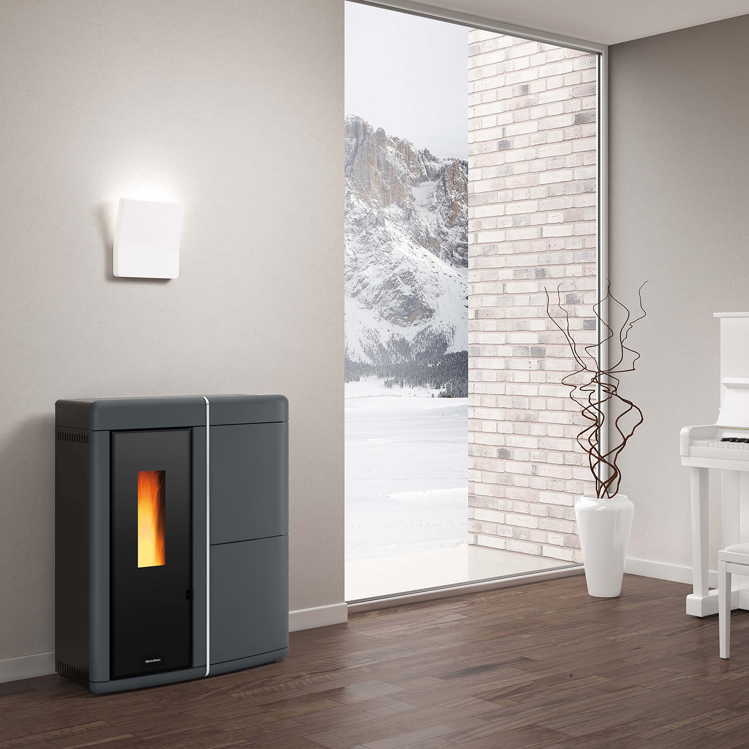 Extraflame Evolution Line Evelyne Idro 2.0 Wasserführender Pelletofen Majolika Grau