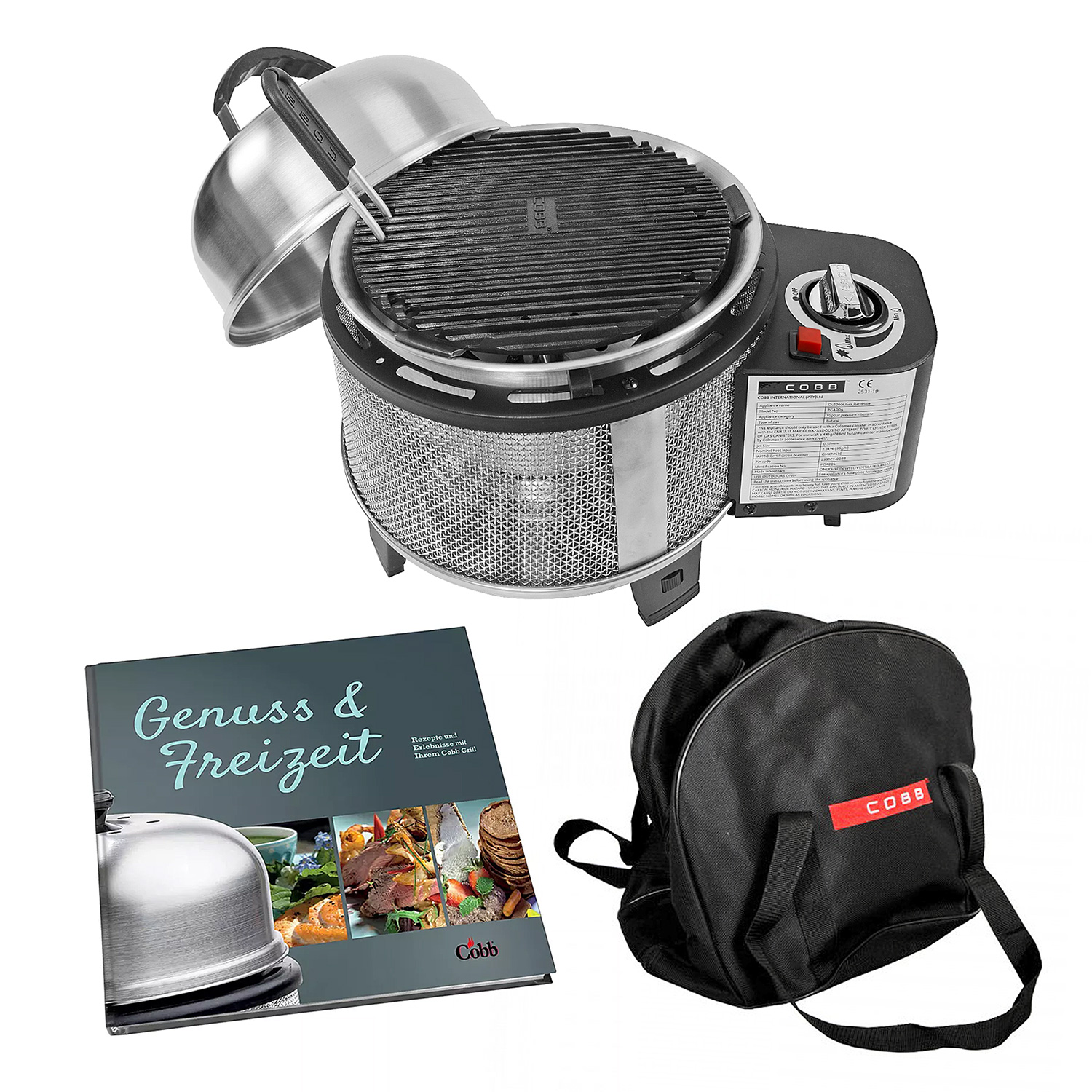 Cobb Premier Gas-Edelstahlgrill inkl. Tragetasche und Kochbuch Cobb Premier Gas-Edelstahlgrill inkl. Tragetasche und Kochbuch
