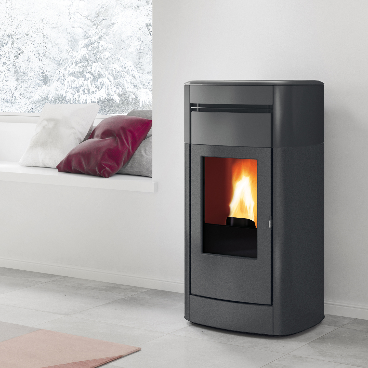 Edilkamin Vyda Air Tight Pelletofen Stahl/Keramik Grau