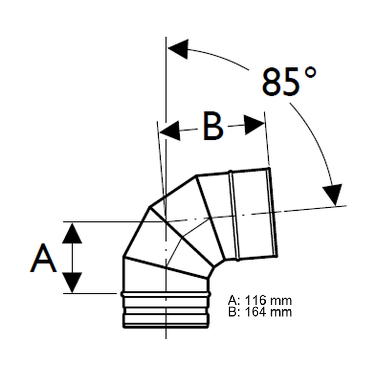 Schiedel PRIMA PLUS Bogen 85° Ø113 mm einwandig matt