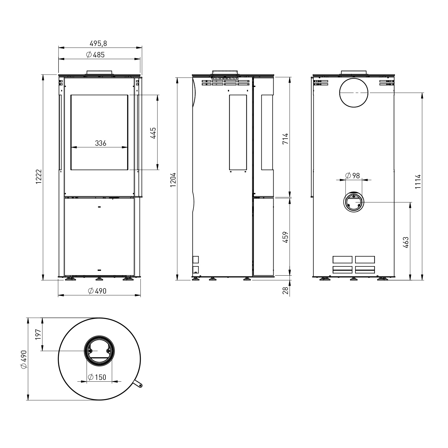 Fireplace Elite Magnolia Kaminofen Stahl Schwarz mit Abdeckplatte Glas + 1 m³ Kaminholz gratis