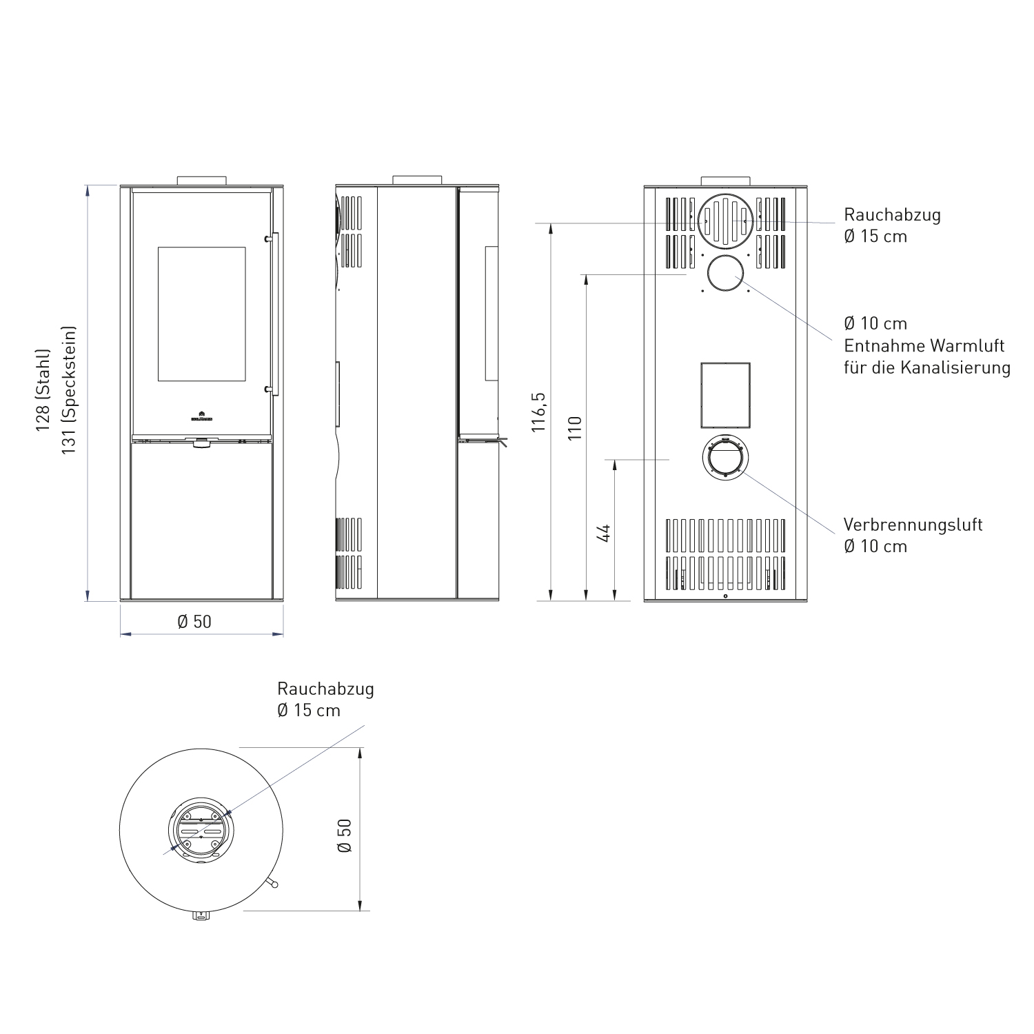 Edilkamin Tally GL EVO2 Kaminofen Stahl Bronze