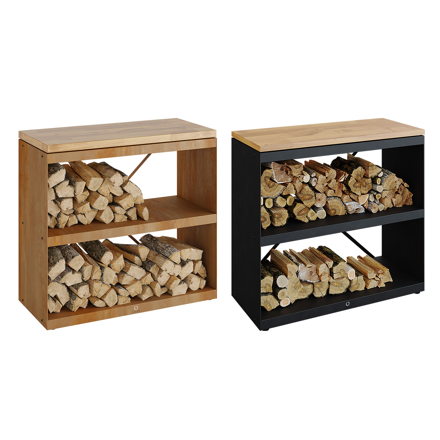 OFYR Holzregal Corten mit Arbeitsplatte OFYR Holzregal Corten mit Arbeitsplatte