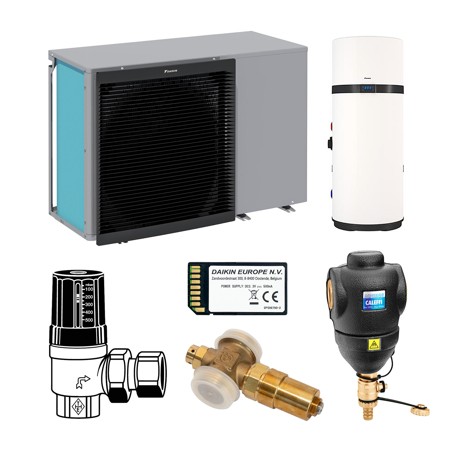 DAIKIN Altherma 3 M Baugröße 14 Monoblock-Wärmepumpe 12 kW – Set für Fußbodenheizung mit Trinkwarmwasserbereitung über Brauchwasser-Wärmepumpe 200 L