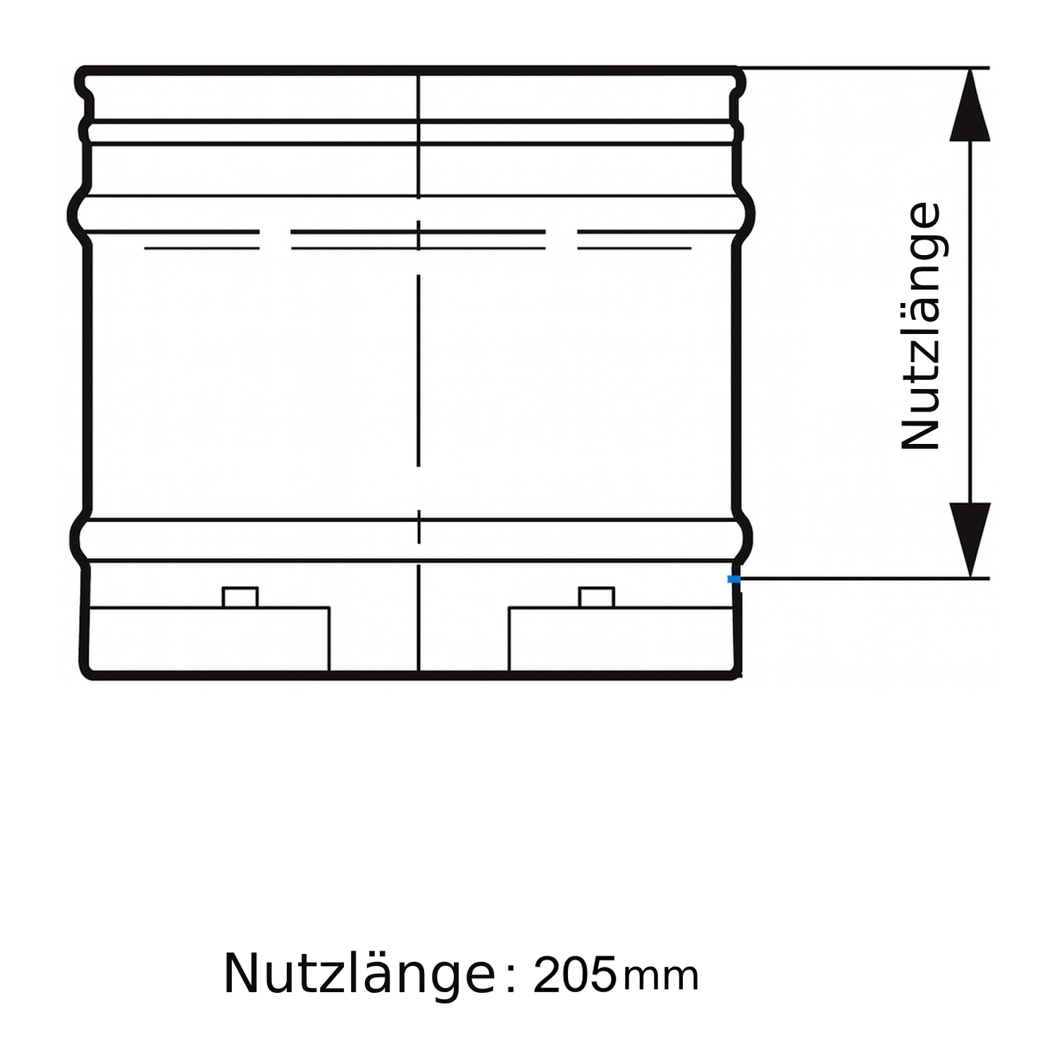 Schiedel ICS Rohrelement 250 mm ICS Ø130 doppelwandig glänzend