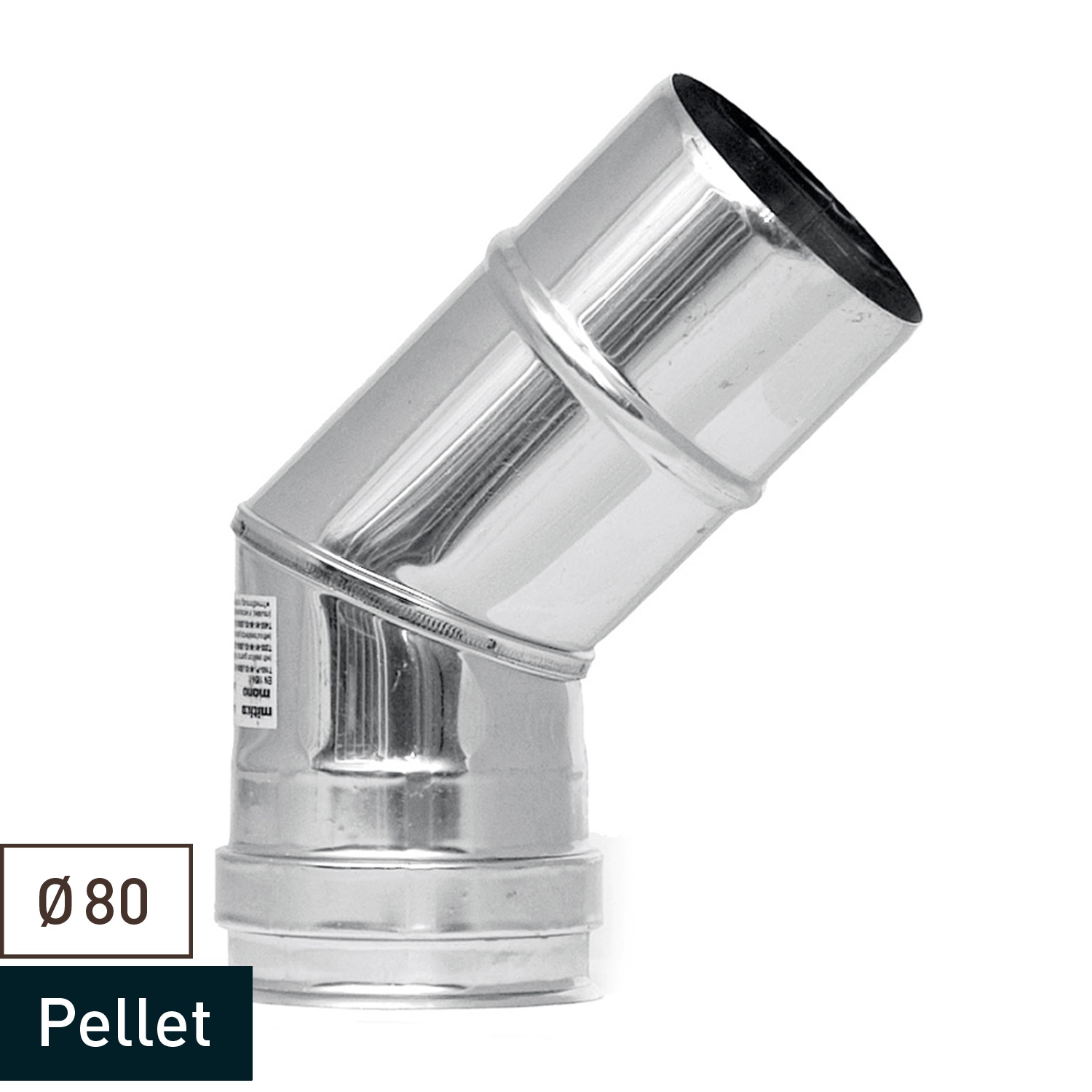 Raik Pelletrohr / Ofenrohr 80mm - 45° Bogen INOX silber
