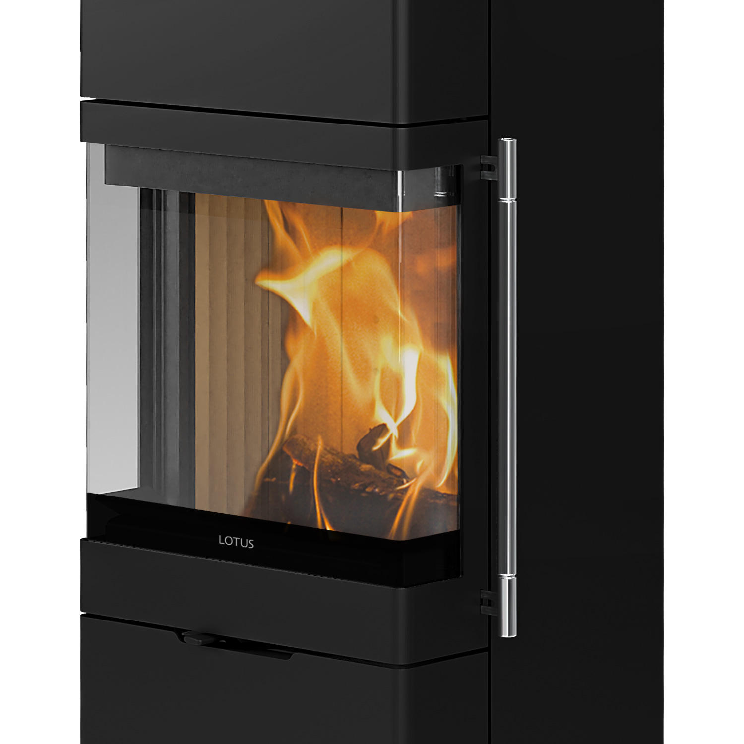 Lotus Allure Kaminofen Stahl Schwarz, Rauchabgang hinten Lotus Allure Kaminofen Stahl Schwarz, Rauchabgang hinten