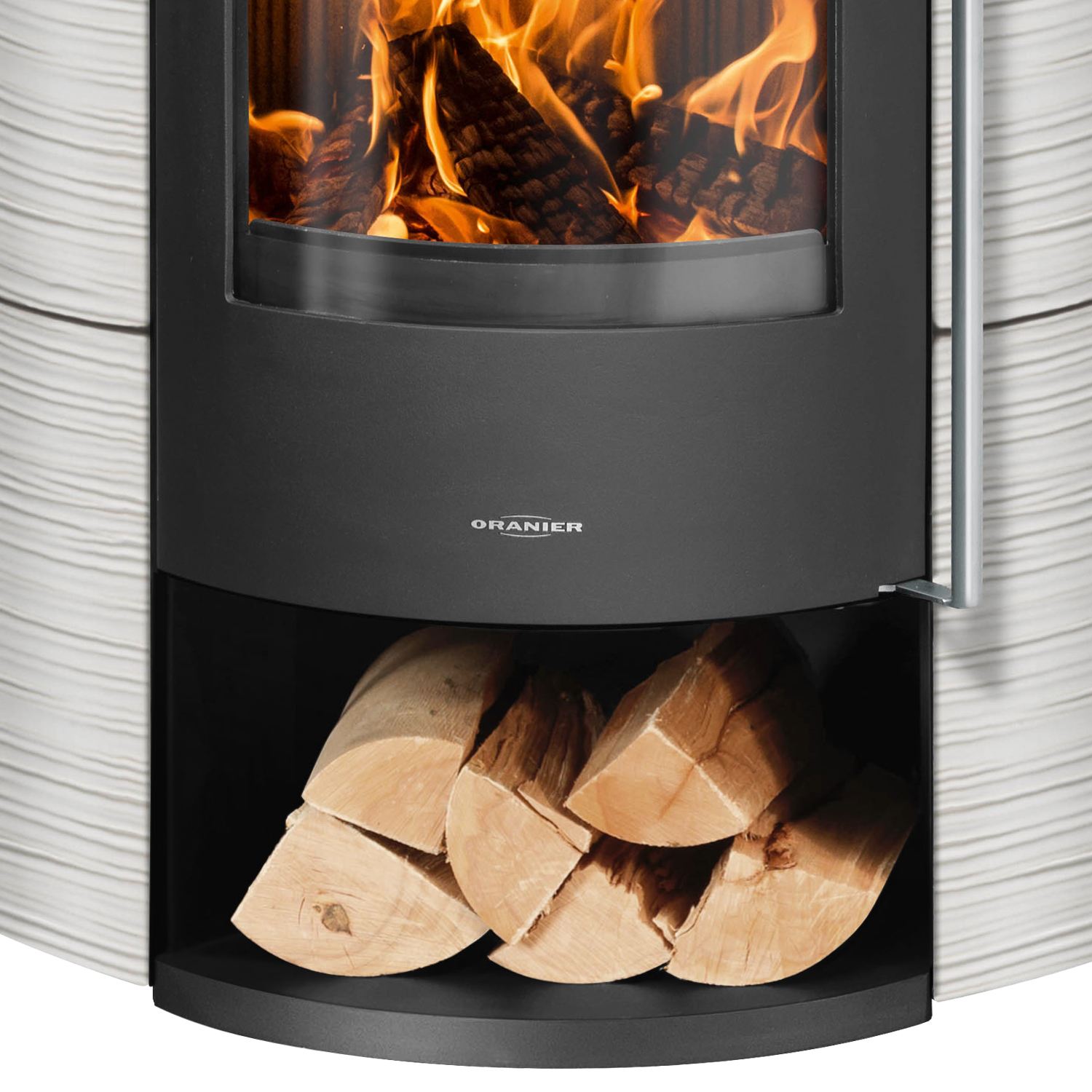 Oranier Polar Neo Eck Kaminofen Stahl Schwarz / Keramik Seidenweiß