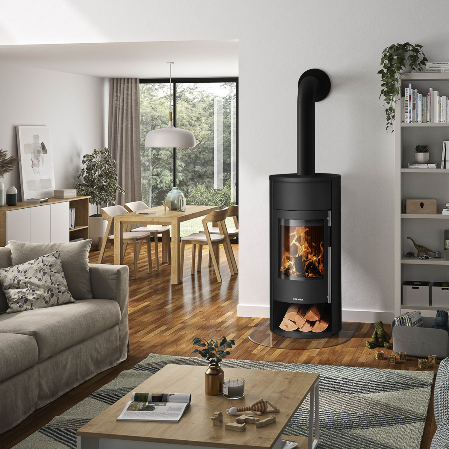 Oranier Polar Neo Aqua wasserführender Kaminofen Stahl Schwarz