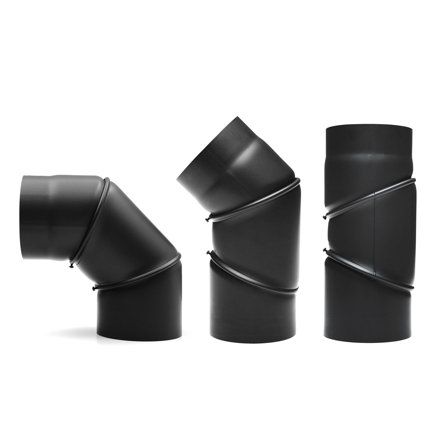 Raik Basic Rauchrohrbogen 160mm schwarz 0–90° ohne Tür für Rauchrohr / Ofenrohr