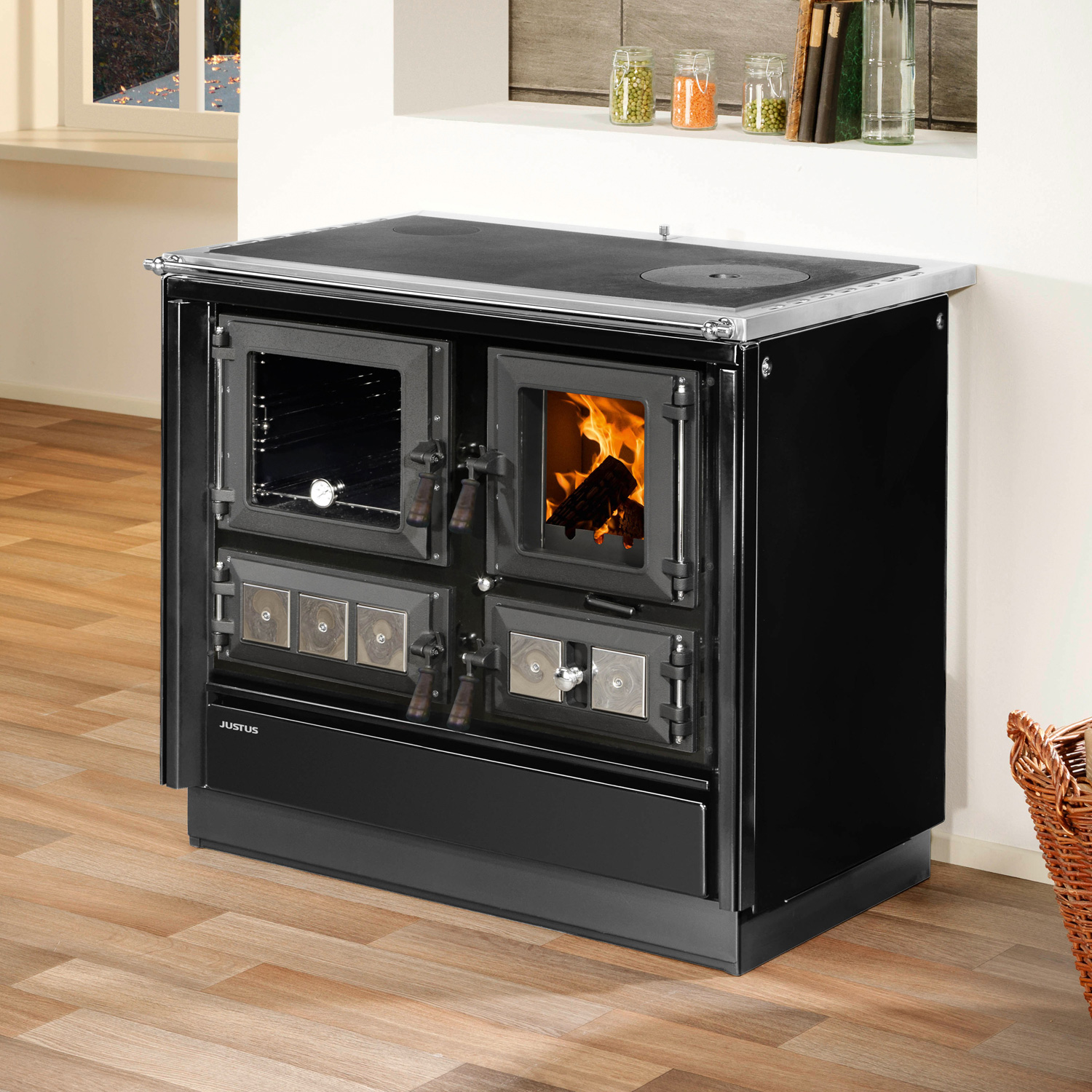 Justus Rustico-90 2.0 Küchenofen Stahl Schwarz, Backfach links Justus Rustico-90 2.0 Küchenofen Stahl Schwarz, Backfach links