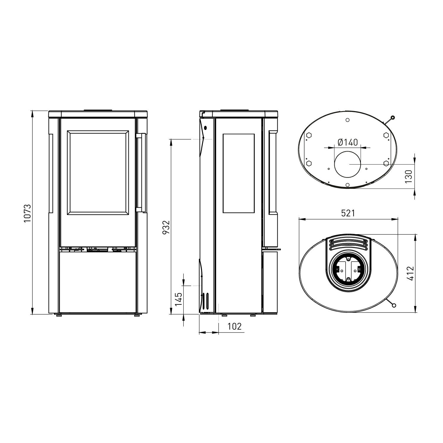 TermaTech TT23RG A-Flame Kaminofen Stahl Schwarz