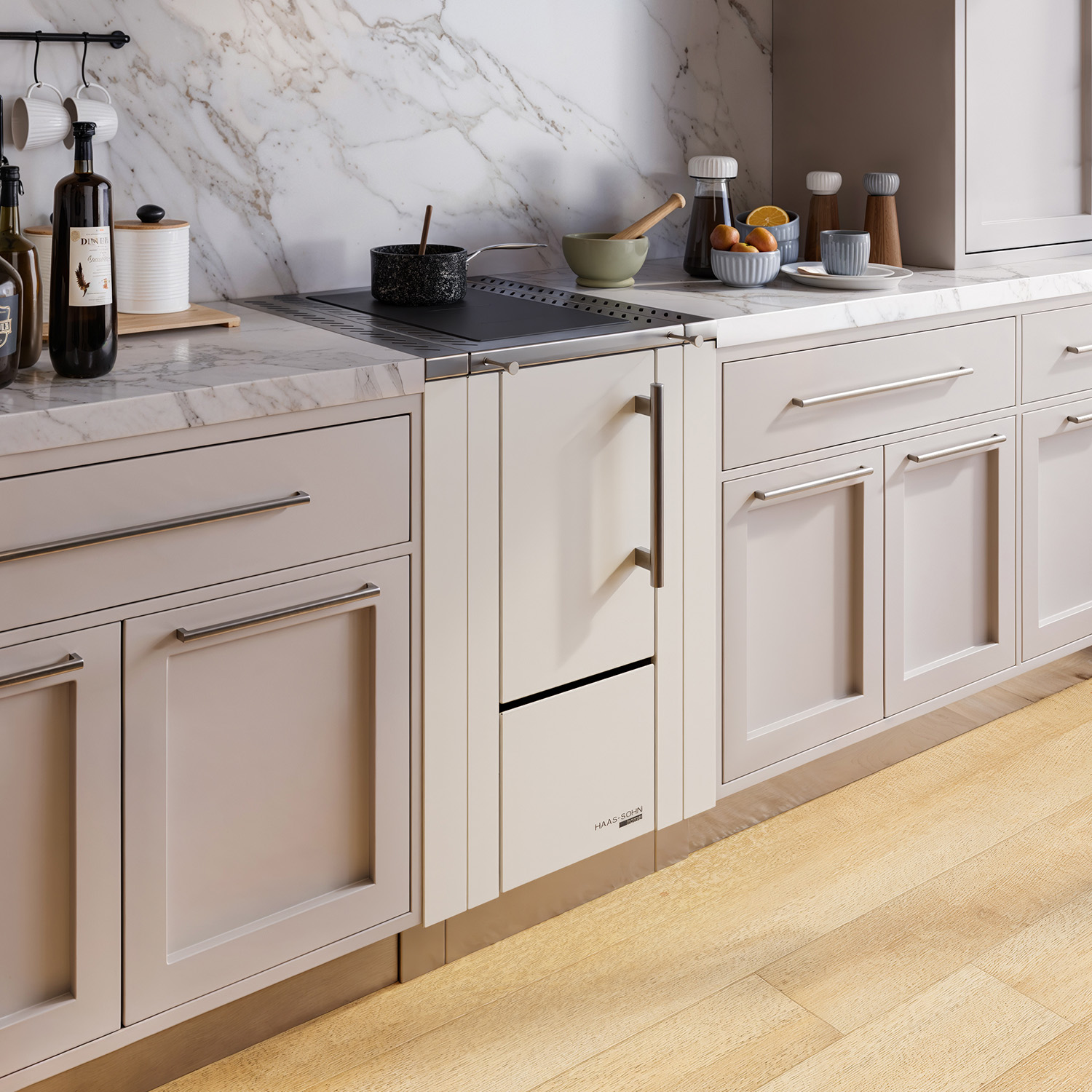 Haas+Sohn HS 40 ohne Sichtfenster Küchenofen weiß Herdrahmen Edelstahl Stahlkochplatte