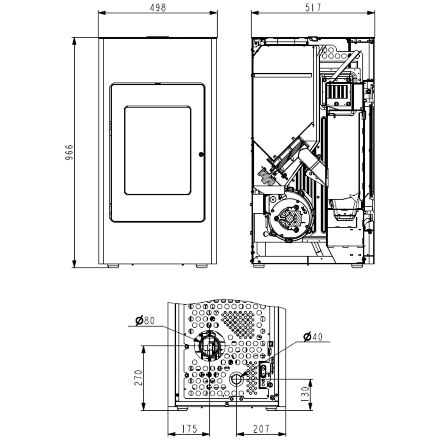 Haas+Sohn P Pelletofen HSP 2.cube, perl-anthrazit/perl-schwarz -mit WLAN Option (Local mit Wochenprogramm)