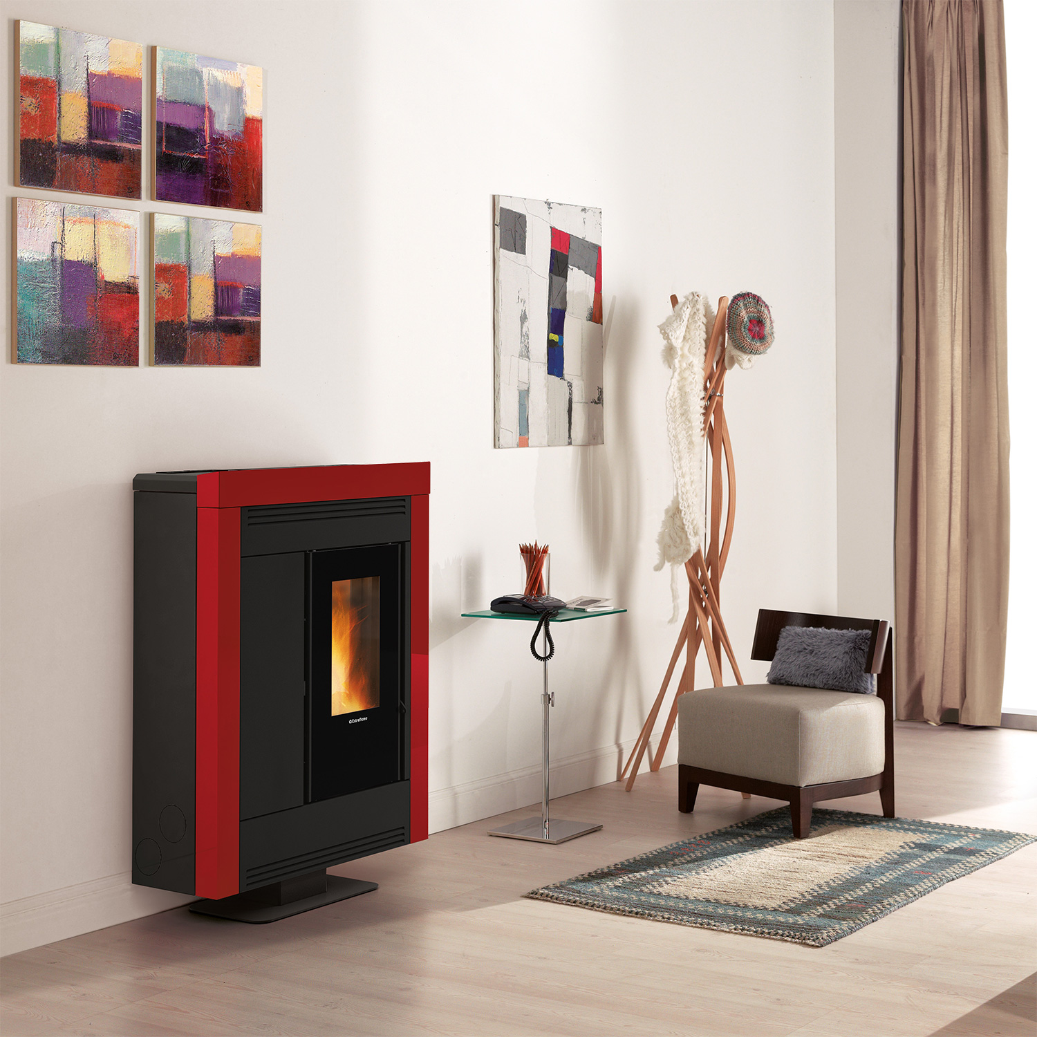 Extraflame Souvenir Steel EVO Pelletofen Stahl Bordeaux