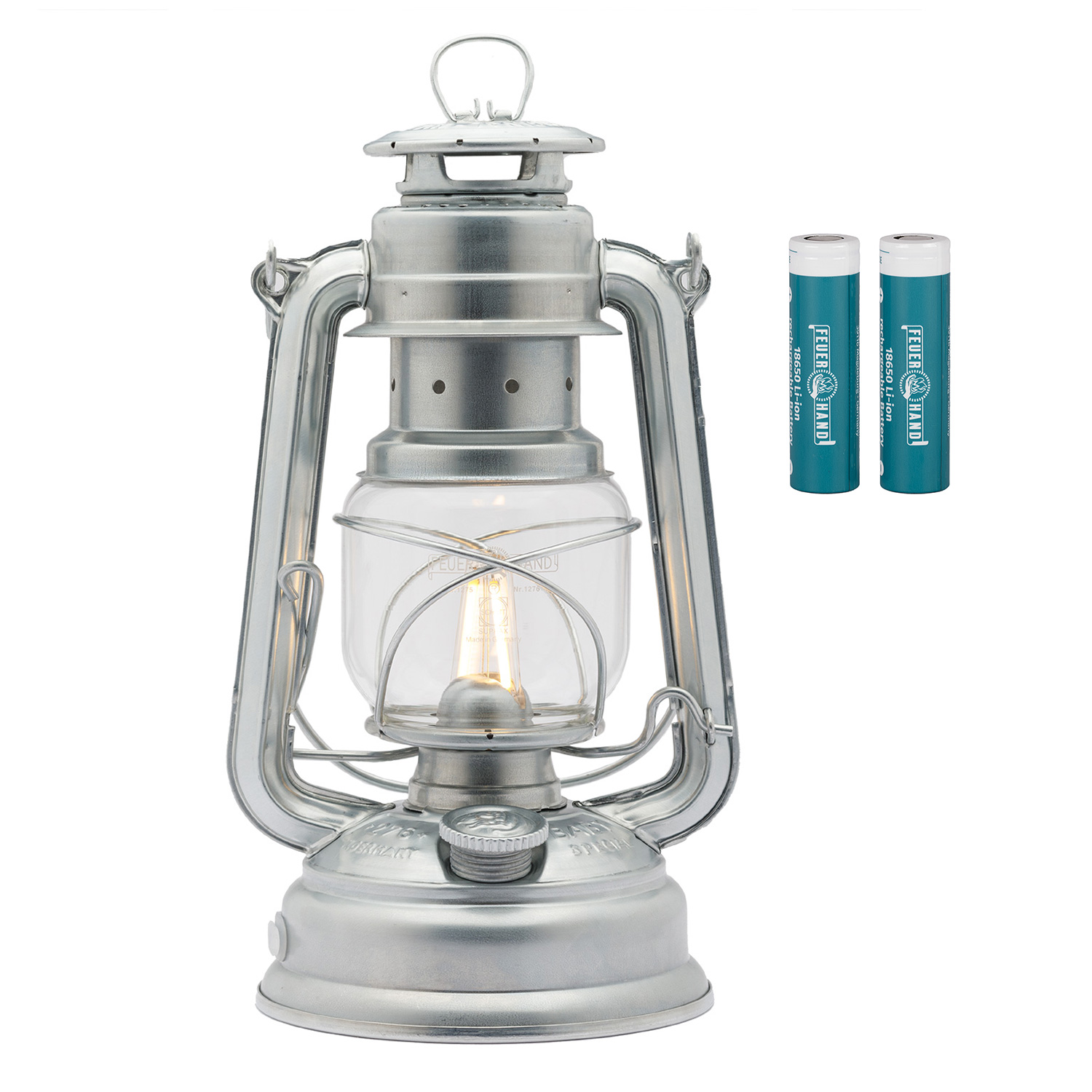 Feuerhand LED Laterne Baby Special 276 Zink + 2x Feuerhand Akku